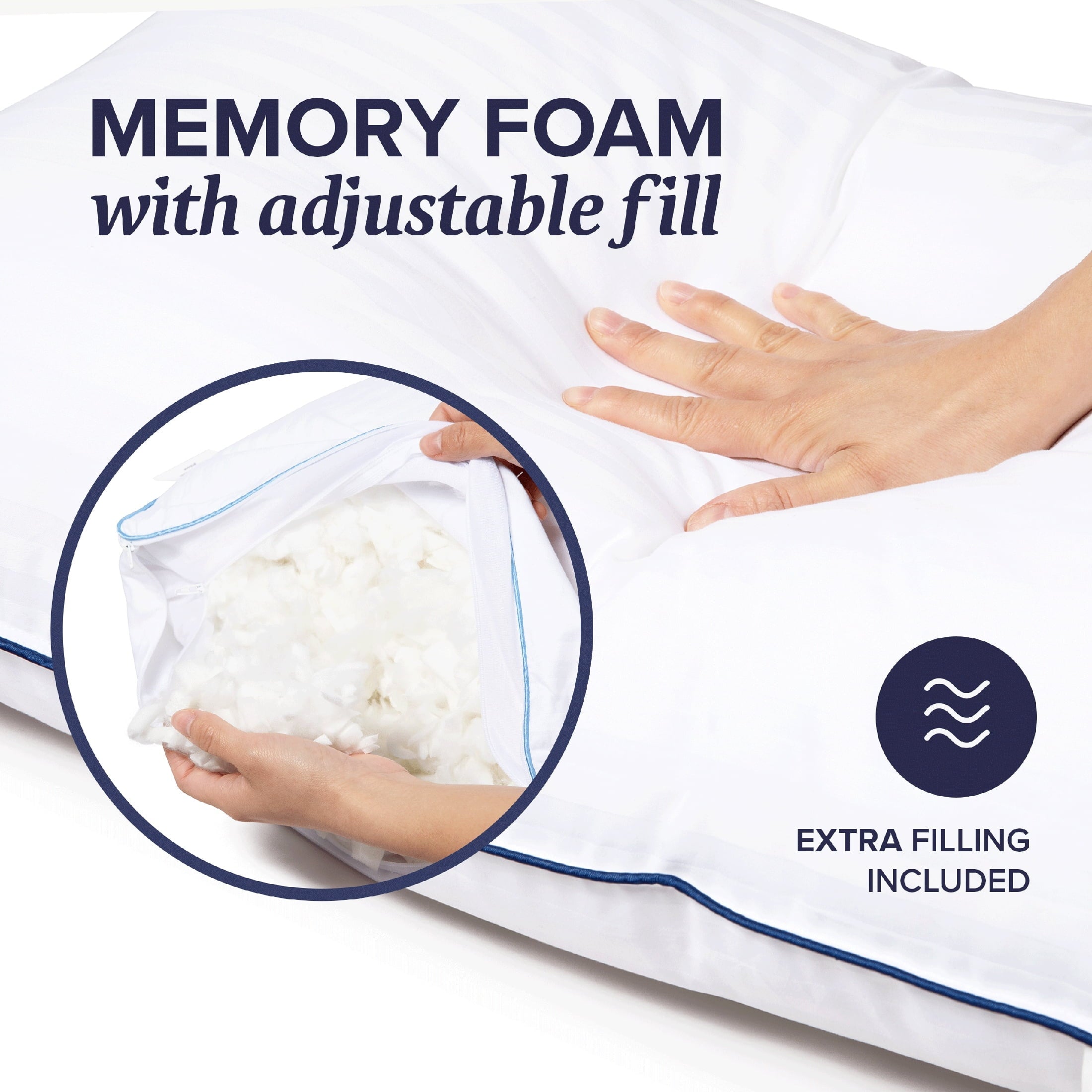 Fluffy Shredded Customizable Memory Foam Queen Pillow 1Pack, Adult - Decorative Throw Pillow Cushion for Sofa & Bed Detail