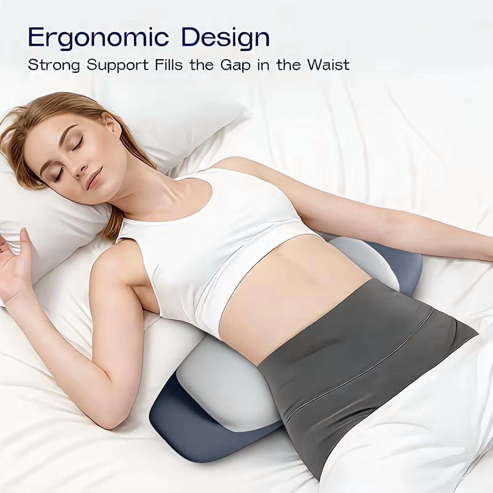 Decorative Plump Lumbar Support Pillow for Bed, Memory Foam Ergonomic Lower Back Support Waist Pillow for Side Back and Stomach Sleepe... - Ergonomic Memory Foam Pillow for Neck Pain Support Detail