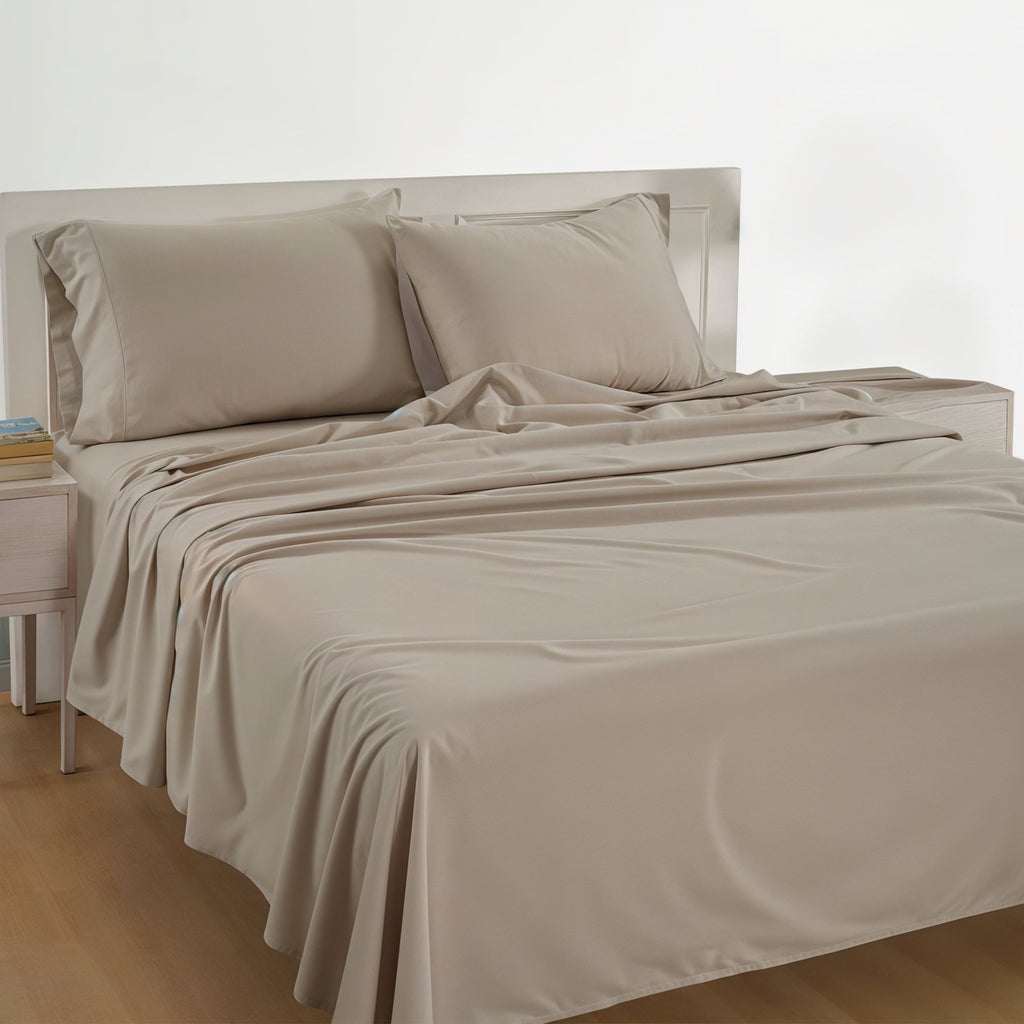 Premium Egyptian Cotton 100% Cotton Sheets Set – 4 Piece Cal King Bed Sheet, Soft & Comfy All Season Breathable Percale Weave, 15” Snug Fit D... - Breathable Egyptian Cotton Flat & Fitted Sheets Detail