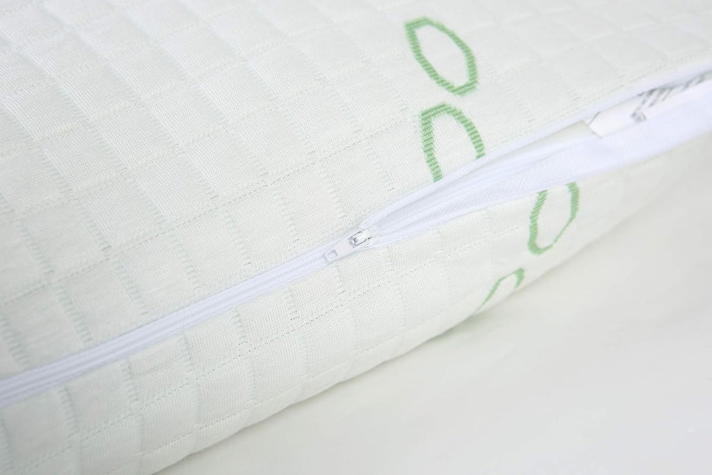 Decorative Plump Queen Size Bamboo Pillow, Memory Foam Bed Pillows with Washable Pillowcases, Queen - Orthopedic Shredded Foam Bed Pillow Set Detail