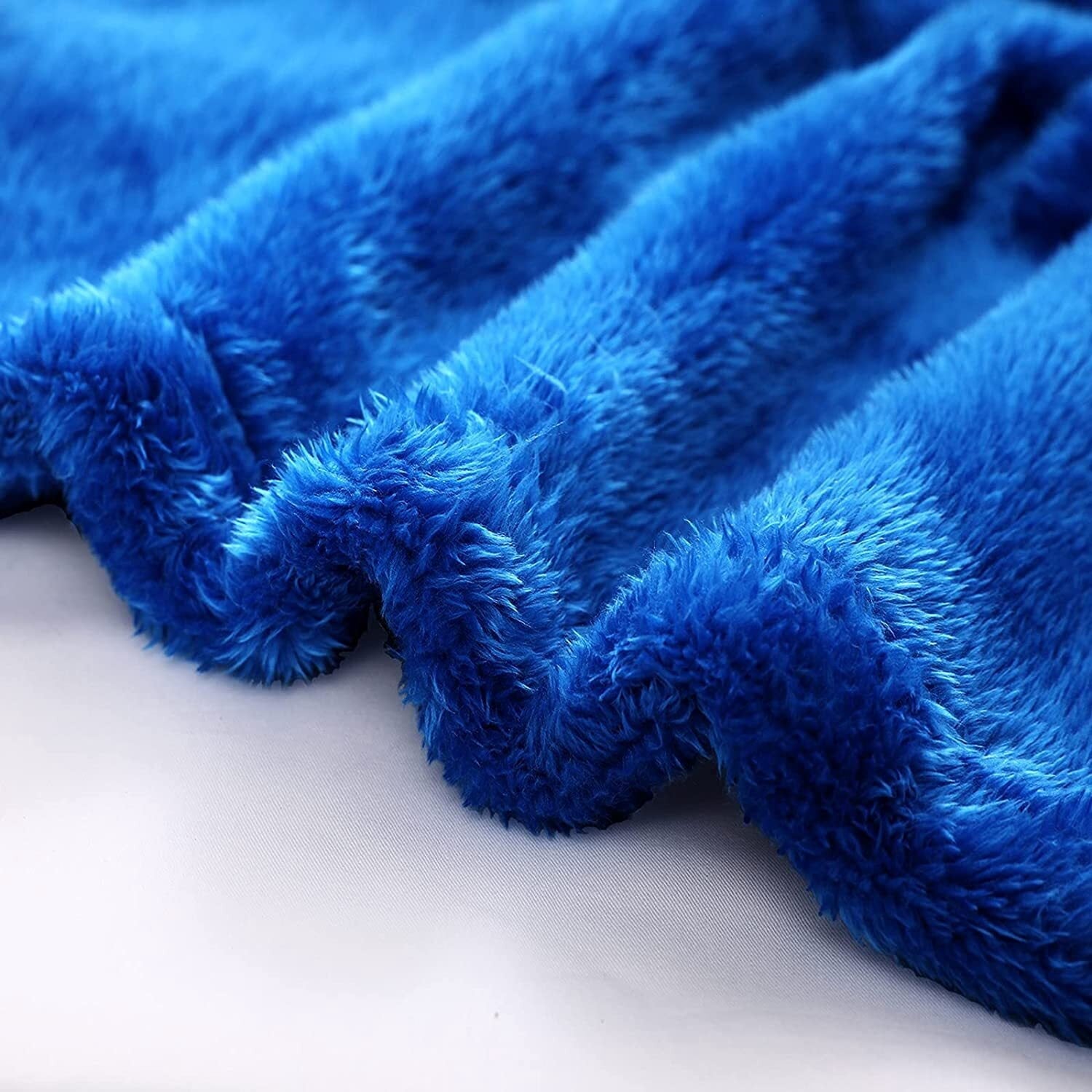 Super Soft Flannel Plush Fuzzy Fleece Throw Blanket (40" x 50", Cobalt Blue)- Soft, Warm and Lightweight - Super Soft Reversible Sherpa Flannel Blanket Detail