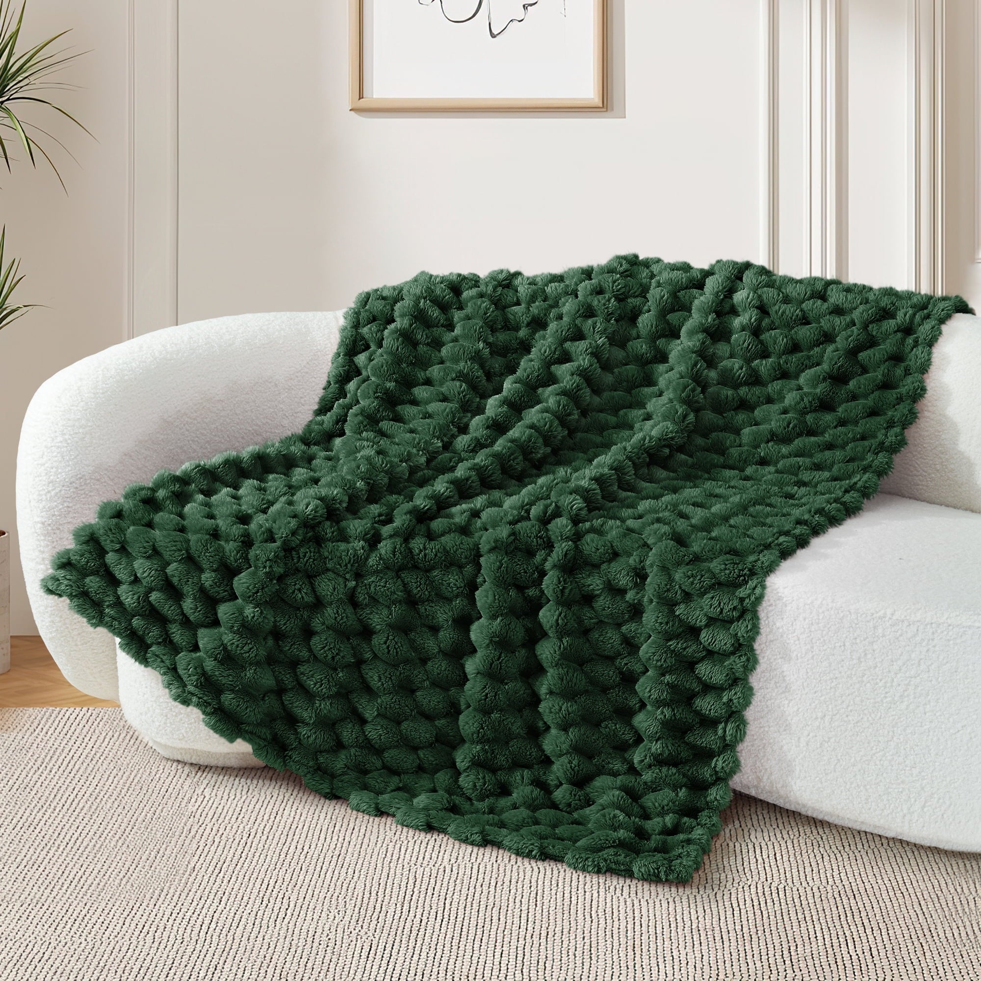 Super Soft Flannel 50"x60" Throw Blanket for Couch with Expanded 3D-Jacquard Pattern, Fuzzy Soft Cozy Exquisite Blankets or All Season, ... - Luxury Knitted Decorative Throw Blanket with Fringes Detail