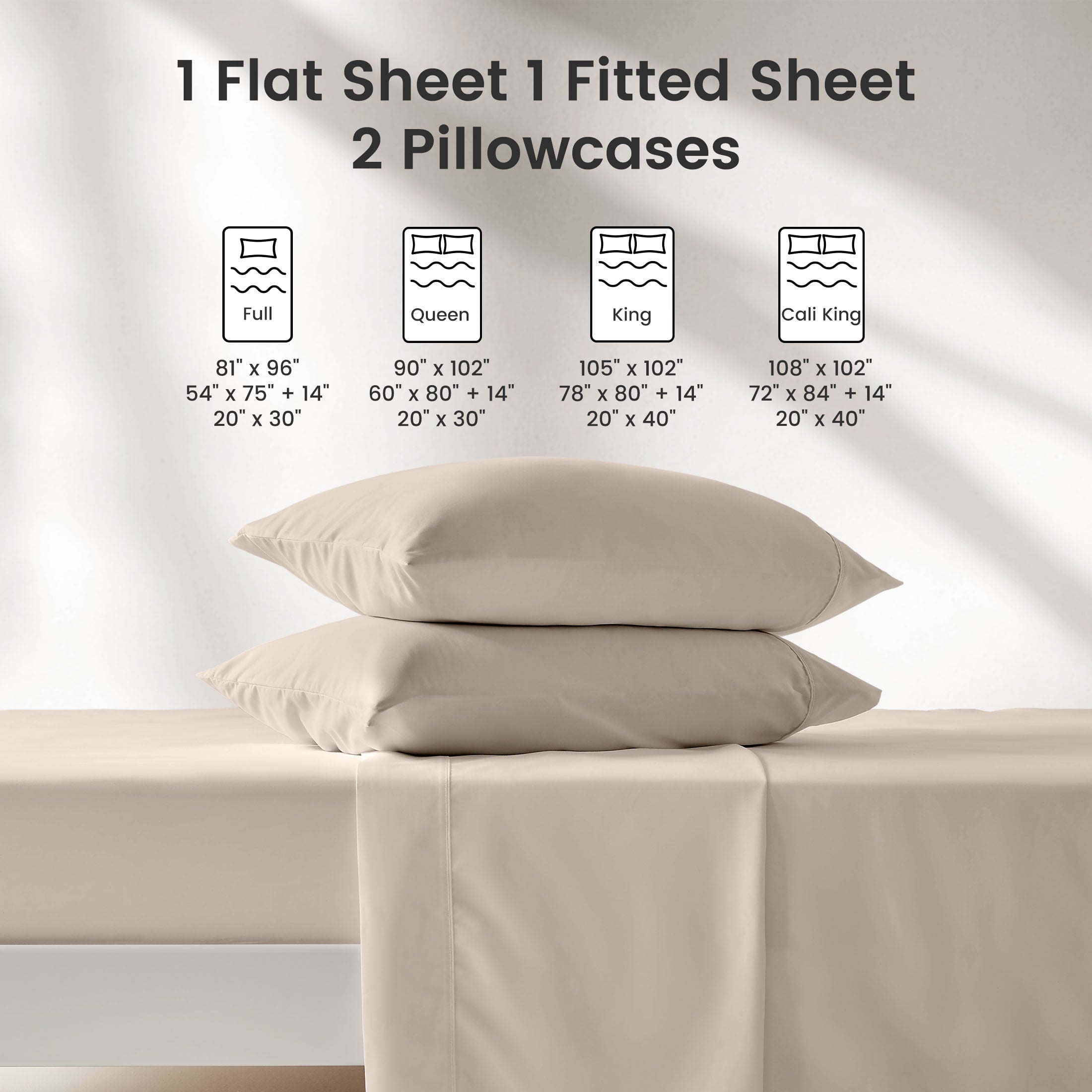 Premium Egyptian Cotton Bed Sheet Sets,Ultra Soft Breathable Luxury 4 Piece, (Beige, Queen) - Luxury Bed Sheet Set with Deep Pockets Detail
