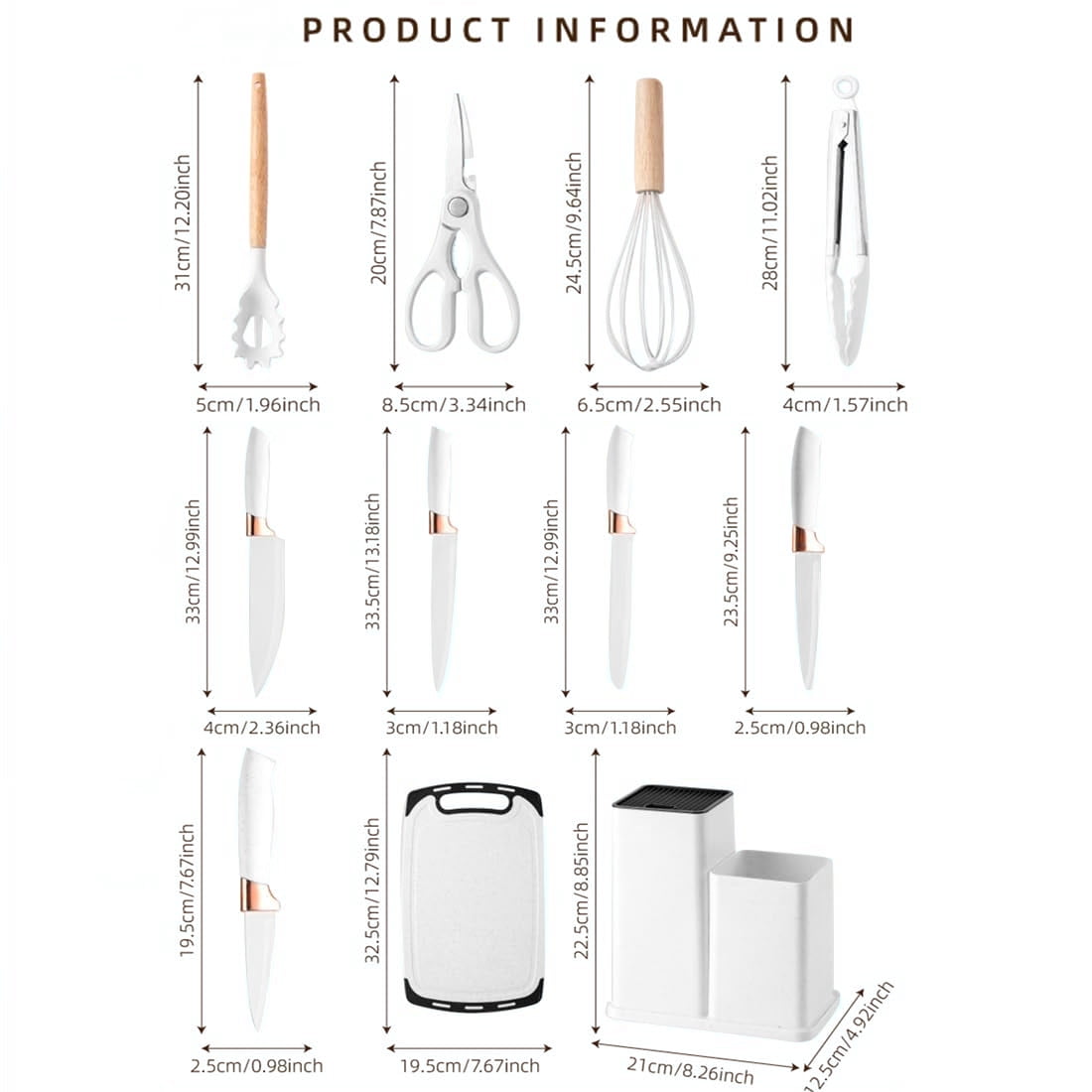 Non-Stick Safe Kitchen Utensils Set for Cooking, 11 Cooking Utensils, 6 Knife set Beige,3 Utensil Sets,utensilios de cocina - Premium Stainless Steel Cooking Utensil for Non-Stick Pots Detail