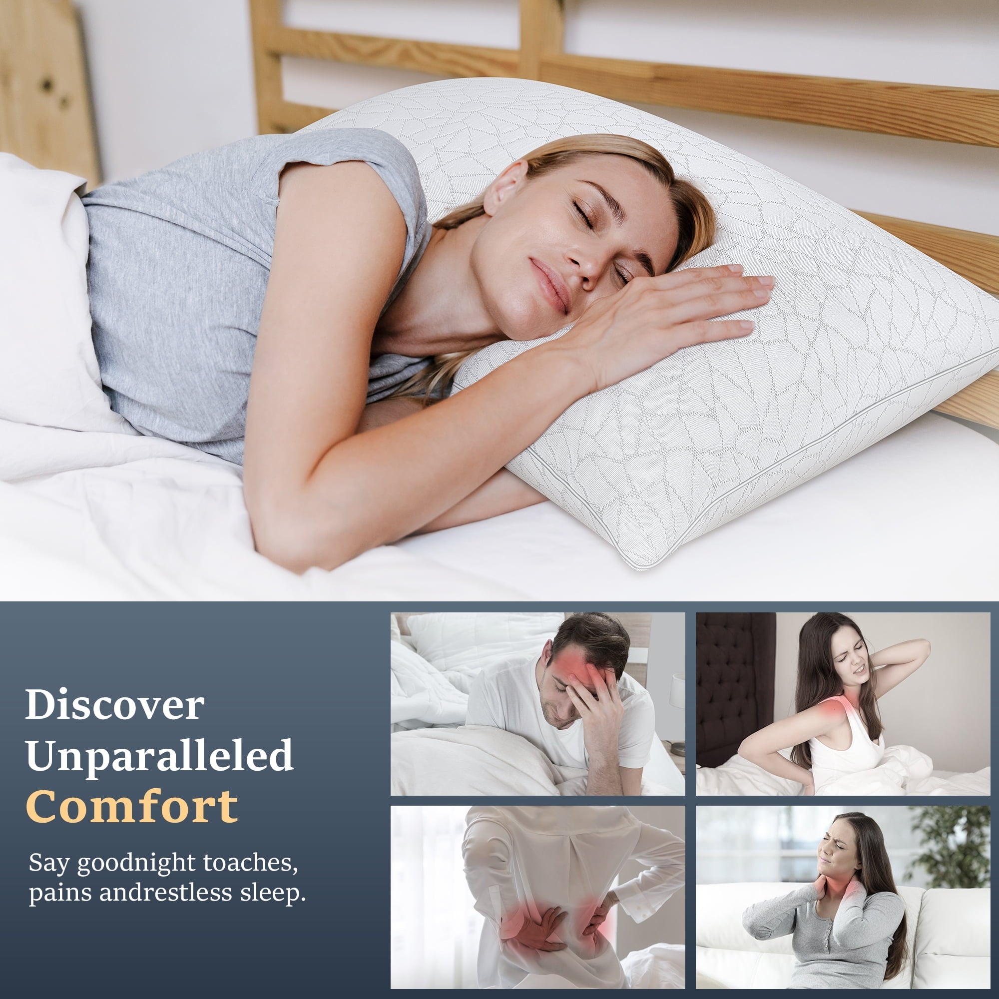 Ergonomic Memory Foam Queen Size Bed Pillows 1-Pack,2.2lb High Quality Down Alternative Filled,3D Breathable Cover,Hotel Collection Pillows... - Decorative Throw Pillow Cushion for Sofa & Bed Detail