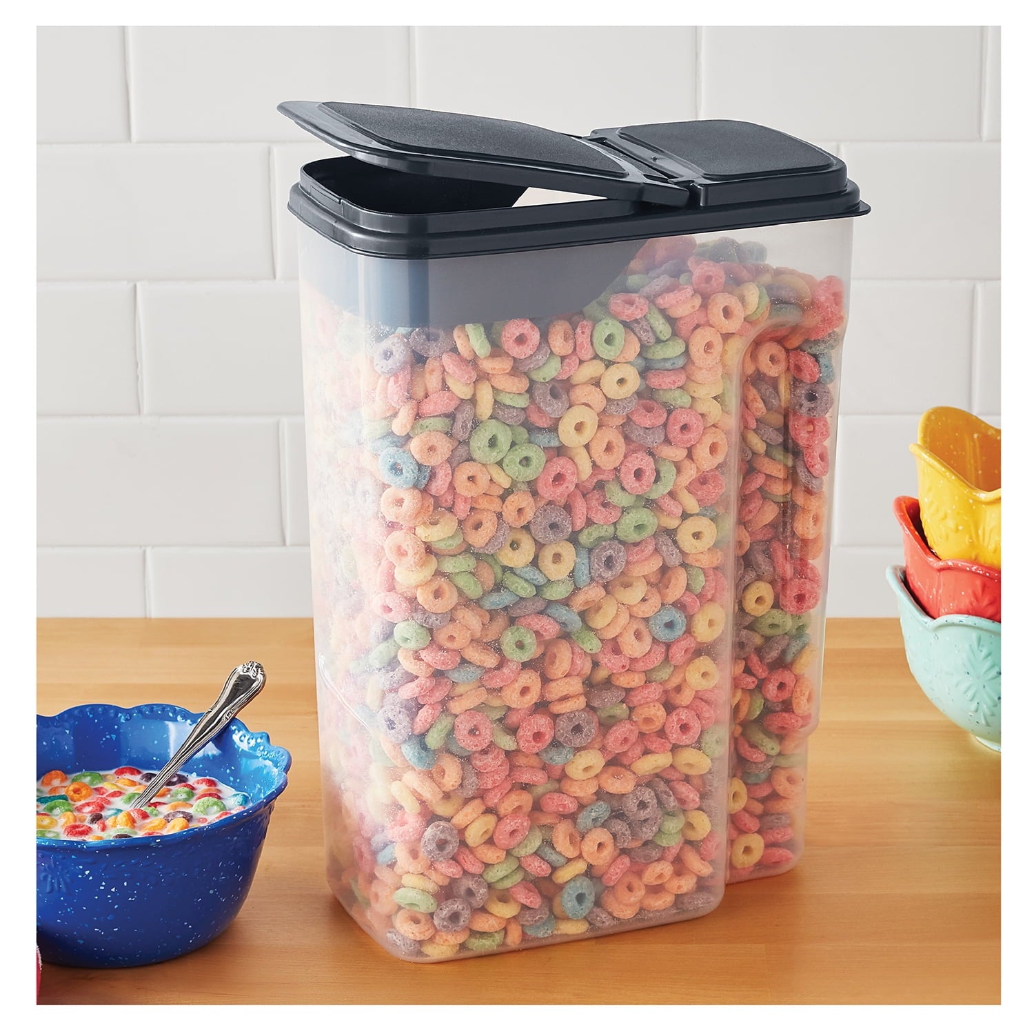 Whimsical Doughnut Plastic Cereal Dispenser with Lid, 32 Cup Airtight Cereal Storage Container for Pantry Organization and Dry Foo... - Squishy Dohnut Sweet Treat Shaped Stress Toy Detail