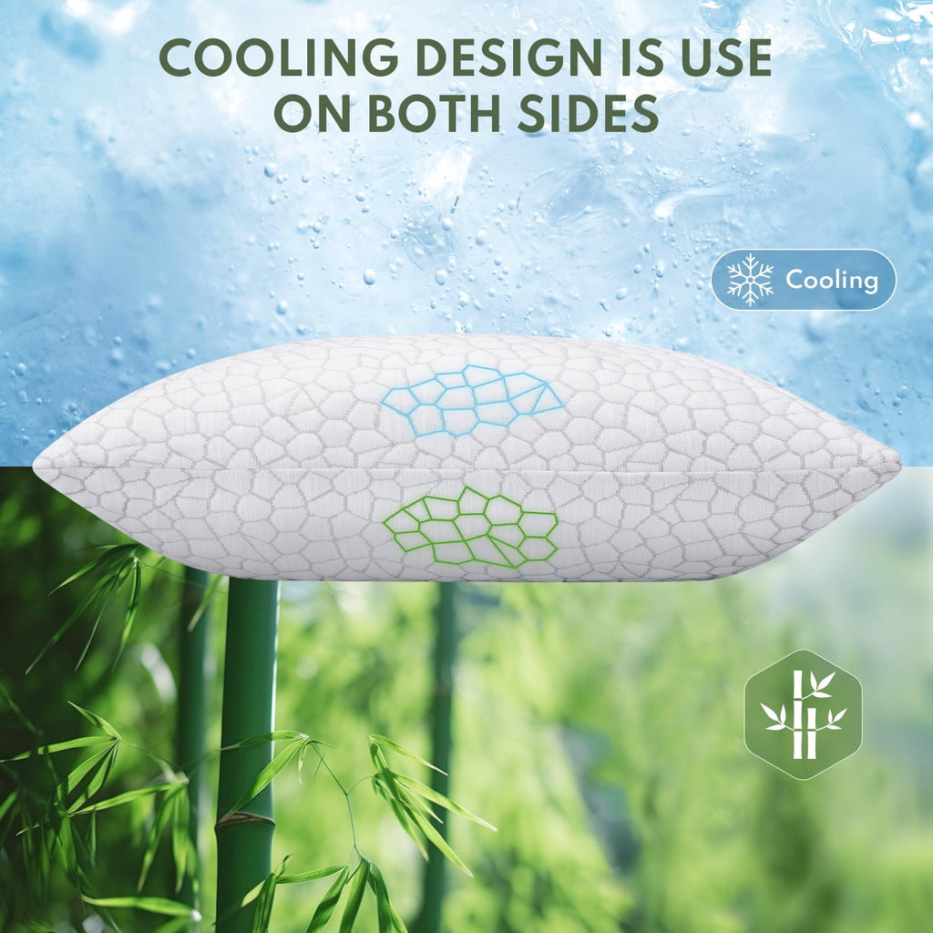 Orthopedic Support Cooling Memory Foam Queen Pillows for bed 2 Pack,Adjustable Support & Heat Dissipation Tech for Side,Back,Stomach & H... - Orthopedic Shredded Foam Bed Pillow Set Detail