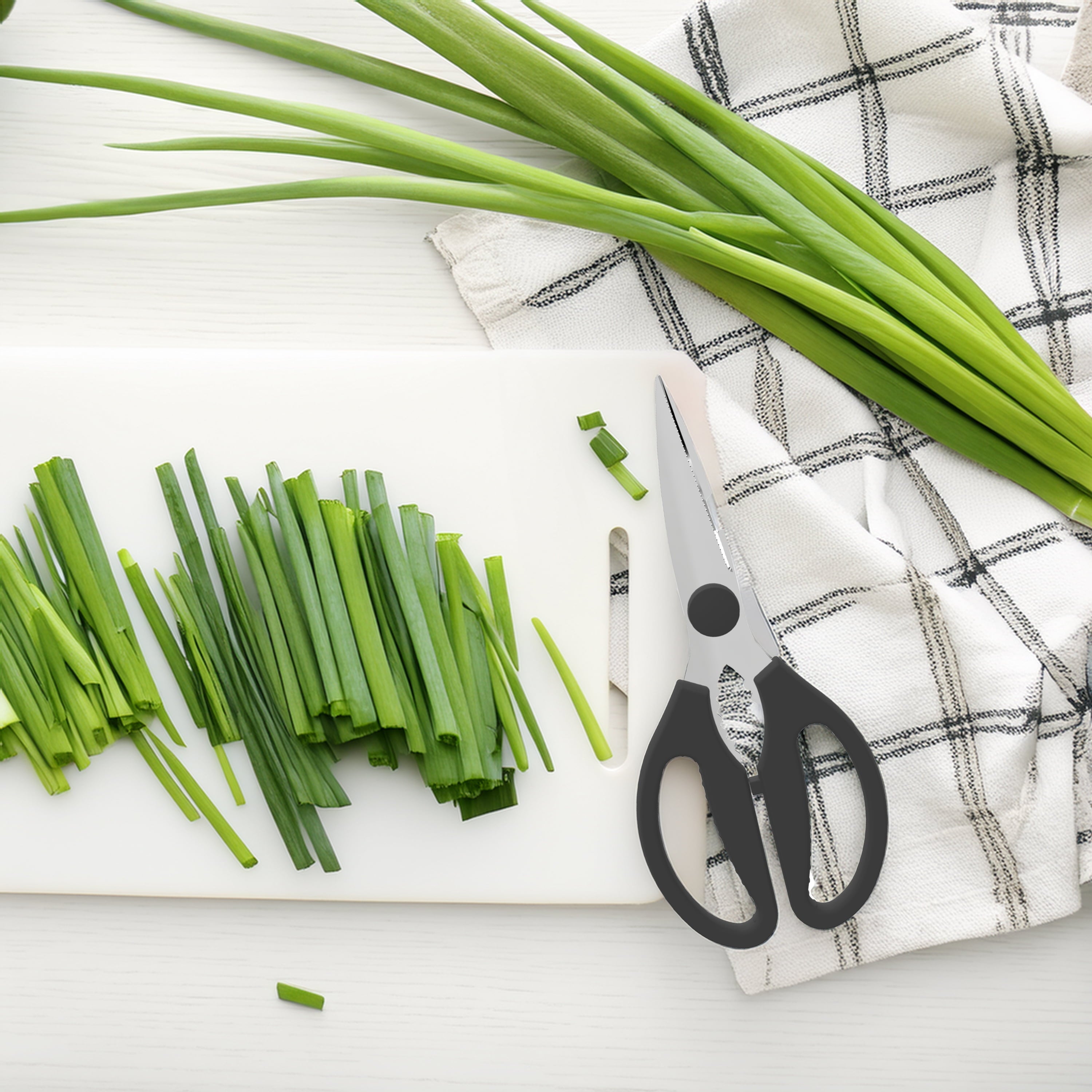 Time-Saving Stainless Steel Multi-Purpose Kitchen Shears with Grip 1 Each - Multi-Functional Manual Food Chopper & Slicer Detail