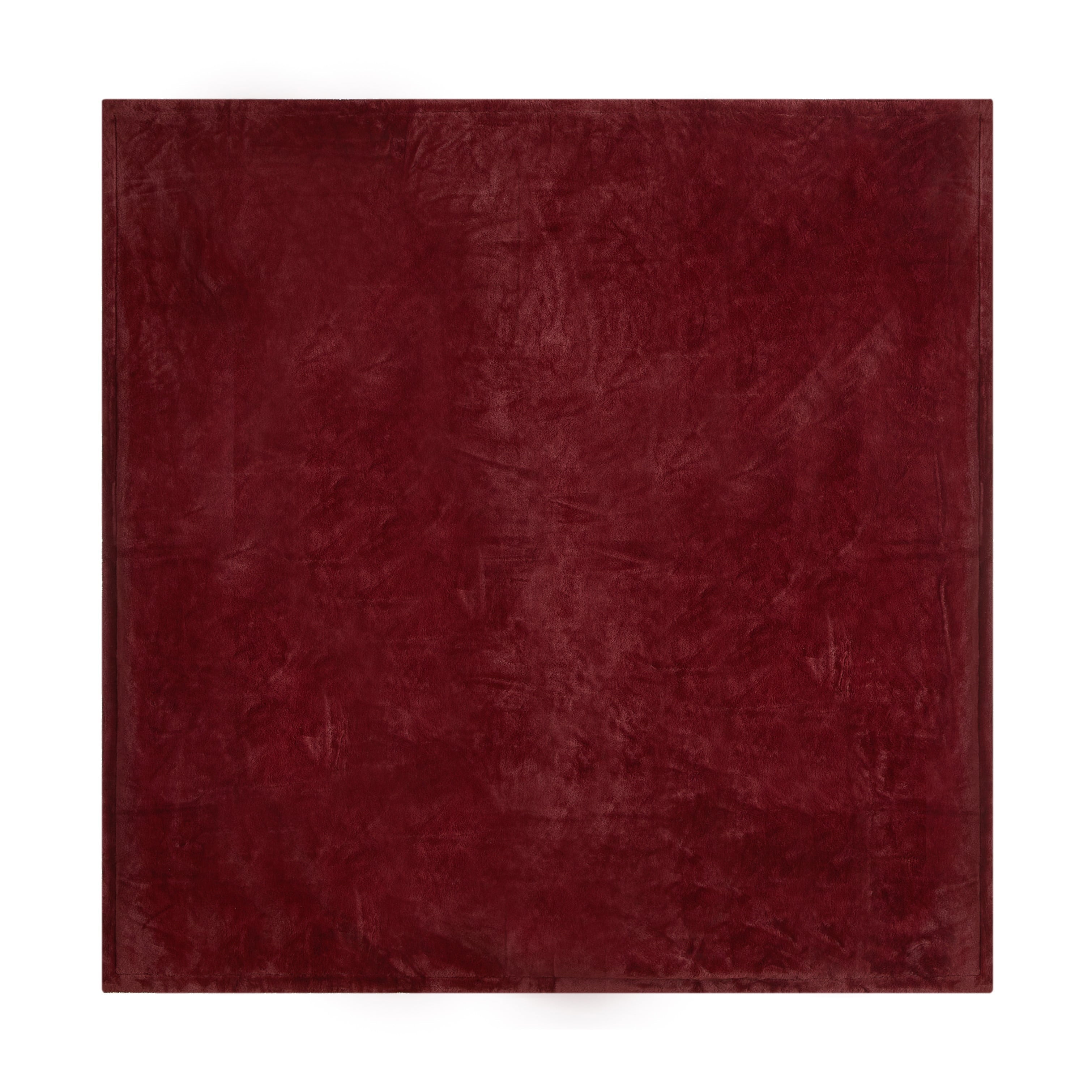 Reversible Sherpa Cozy Faux Fur Super Soft luxury Blanket, Full/Queen, Luscious Merlot - Luxury Knitted Decorative Throw Blanket with Fringes Detail