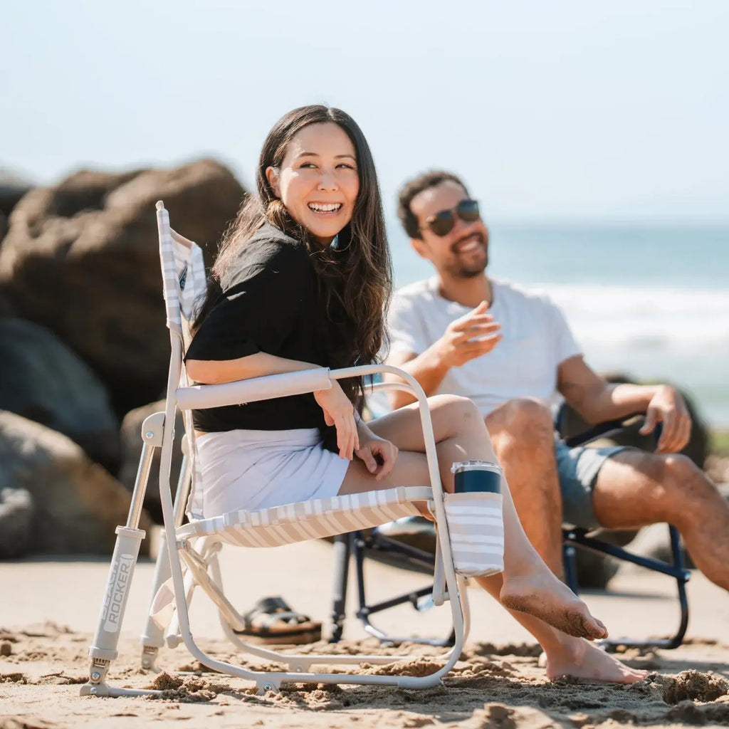 Patented Spring-Action Beach Rocker - Choice 712 - Heavy-Duty Kickback Rocker with Beverage Holder Detail