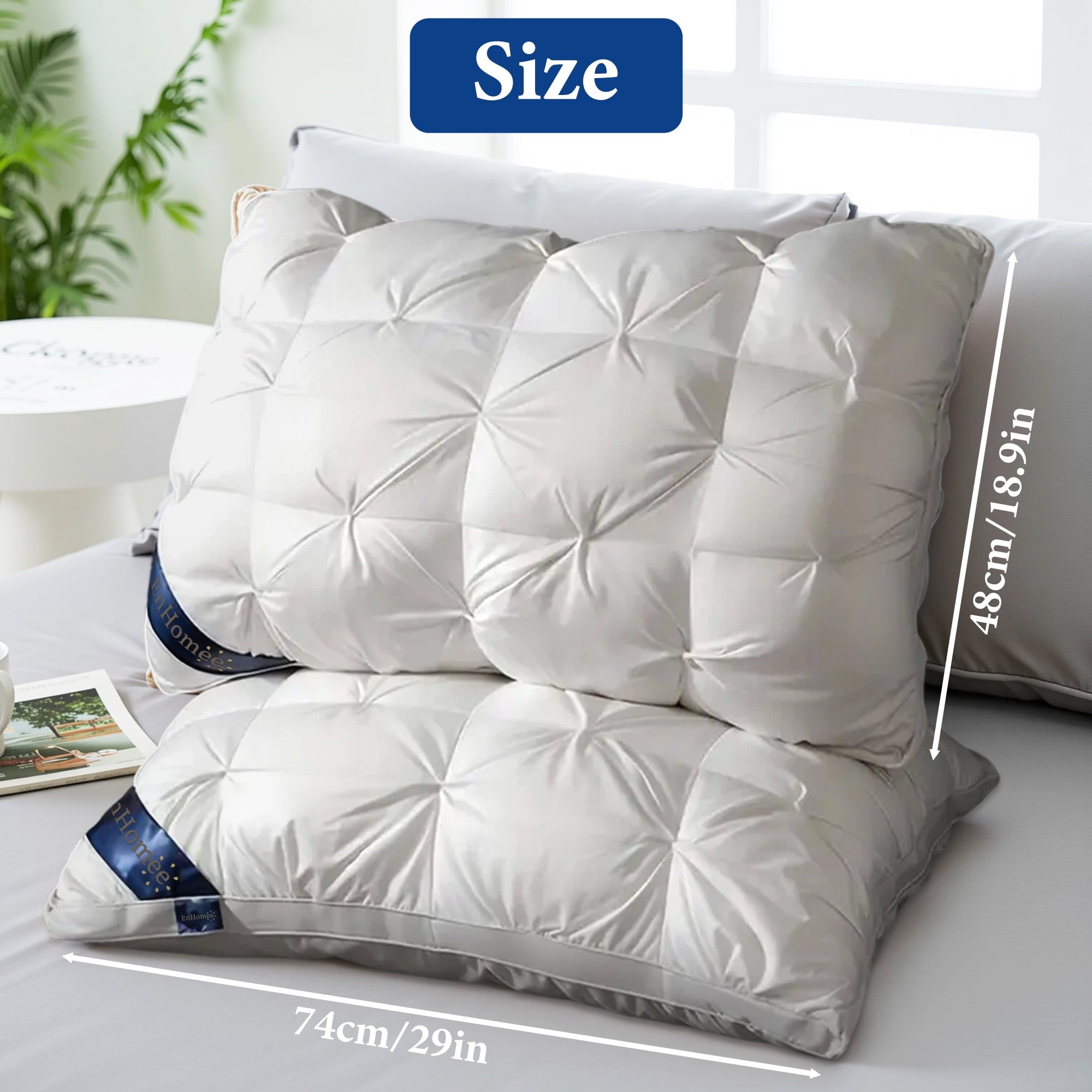 Ergonomic Memory Foam 2-Pack Luxurious Hotel-Quality ,Resistant to Flattening, All-Season,White - Orthopedic Shredded Foam Bed Pillow Set Detail