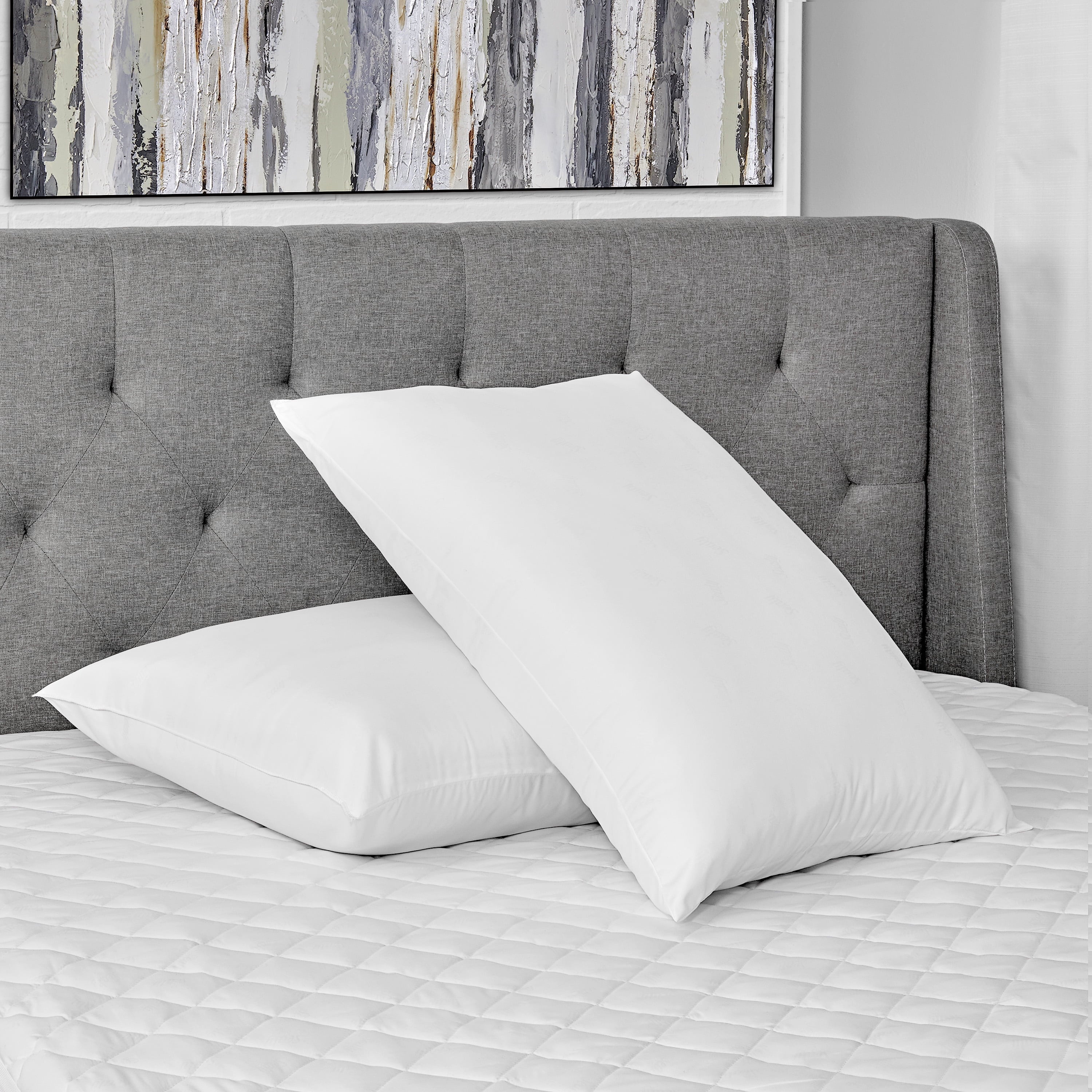Fluffy Shredded Cotton Fresh Bed Pillow, S/Q, White- 2 Pack Antimicrobial Allergy Defense Fabric - Orthopedic Shredded Foam Bed Pillow Set Detail