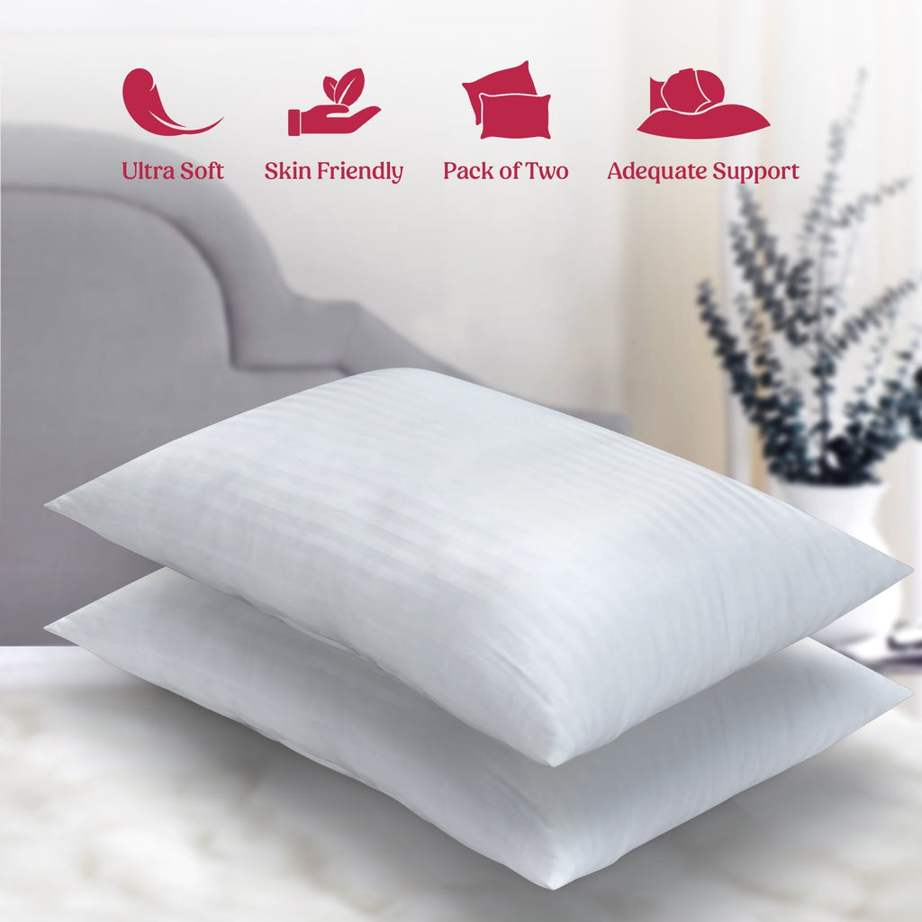 Hotel Collection King Bed Pillows Set of 2- Comfortable Breathable Bed Pillows for Sleeping (White, 20x36) - Hotel Quality Plush Sleeping Pillows Detail