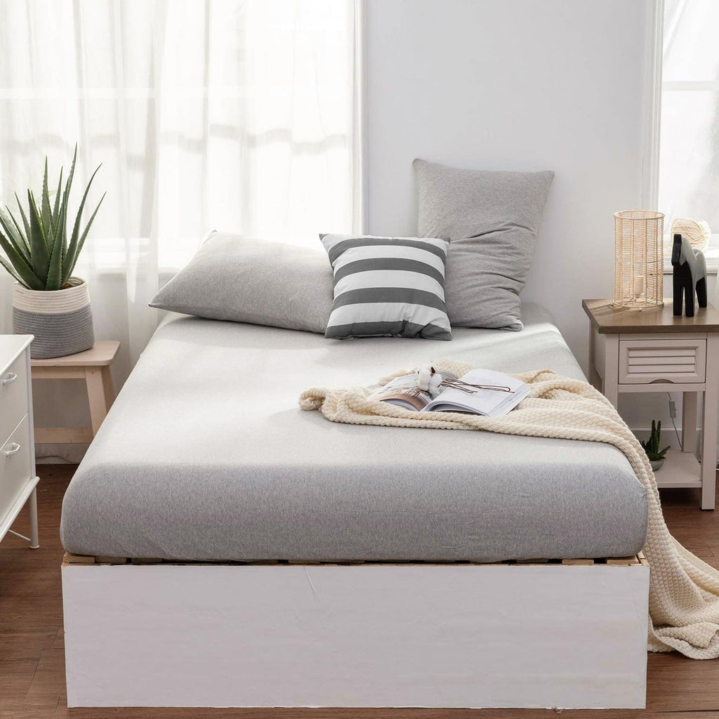 Ultra-Soft Jersey Knit Full Size Sheets 4pc|100% T-Shirt Cotton Blend Super Soft Breathable Jersey Sheets Full Size Bed, Stretch... - Premium Ultra-Soft Pillowcase Pair for Sleeping Detail
