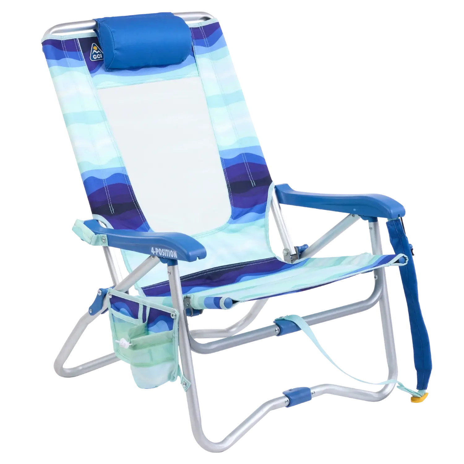 Backpack Travel Bi-Fold Beach Chair - Choice 601 - Rust-Resistant Aluminum Sand-Friendly Lounge Chair - Wave