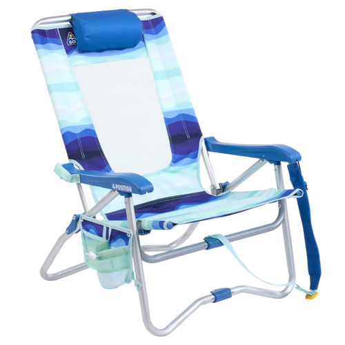 Backpack Travel Bi-Fold Beach Chair - Choice 601 - Rust-Resistant Aluminum Sand-Friendly Lounge Chair - Wave