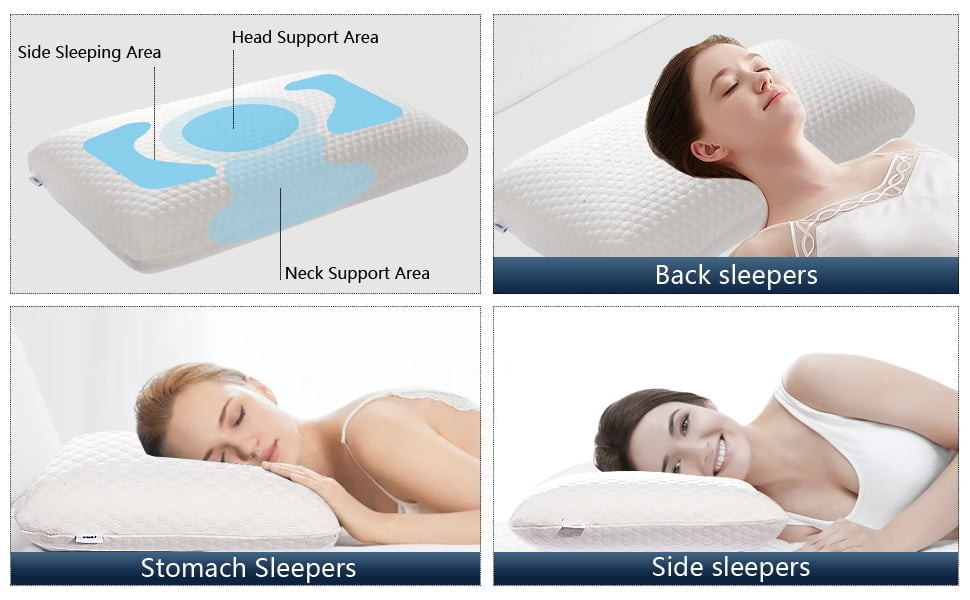 Hotel Collection Memory Foam Bed Pillows, Pillow for Side and Back Sleeper, Pillow for Neck Pain Relief, Washable Removable Cover, Sof... - Orthopedic Shredded Foam Bed Pillow Set Detail