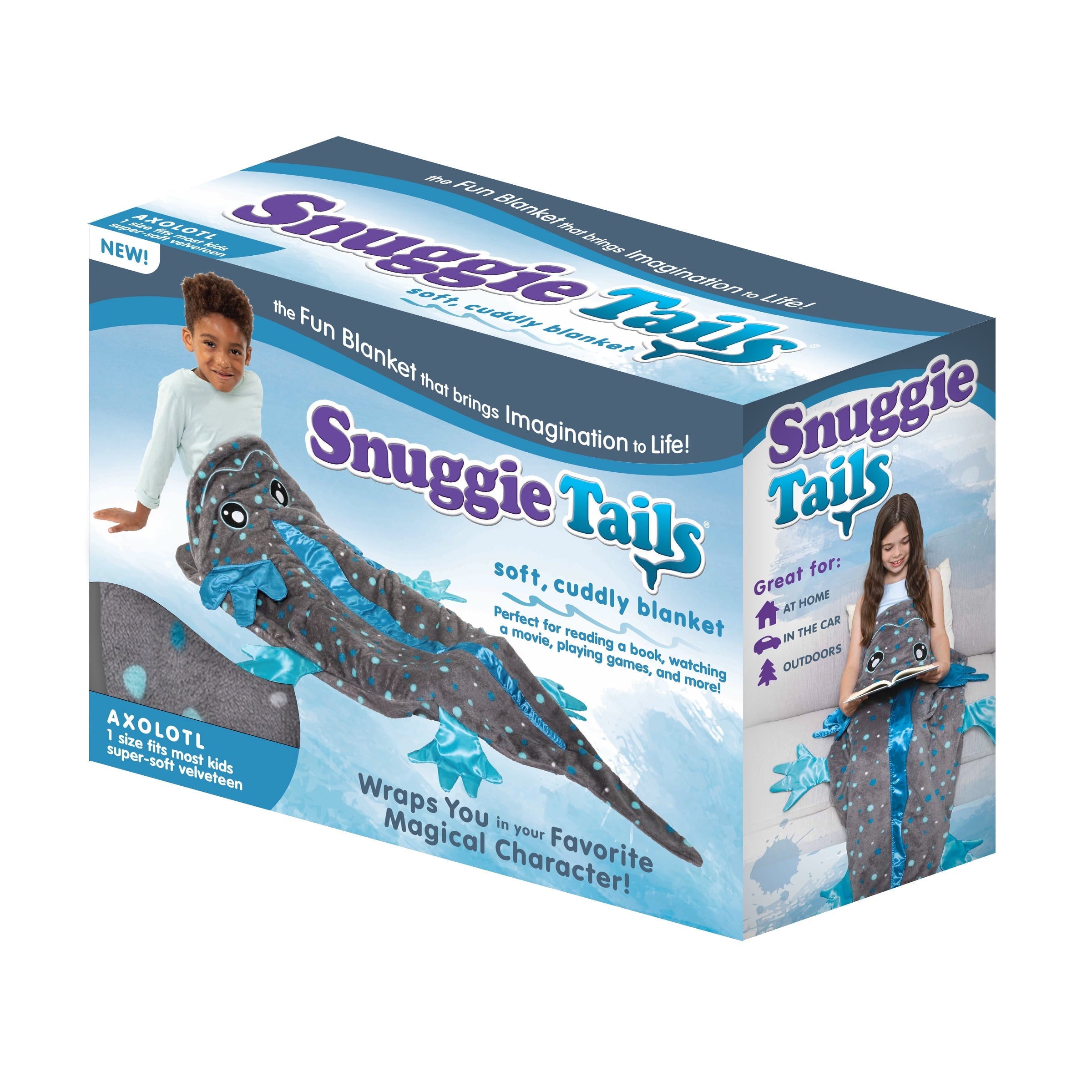 Cozy Fleece Tails, The Original Wearable Blanket with Sleeves, Super Soft Throw Fleece, Axolotl, Ages 5+ - Super Soft Reversible Sherpa Flannel Blanket Detail