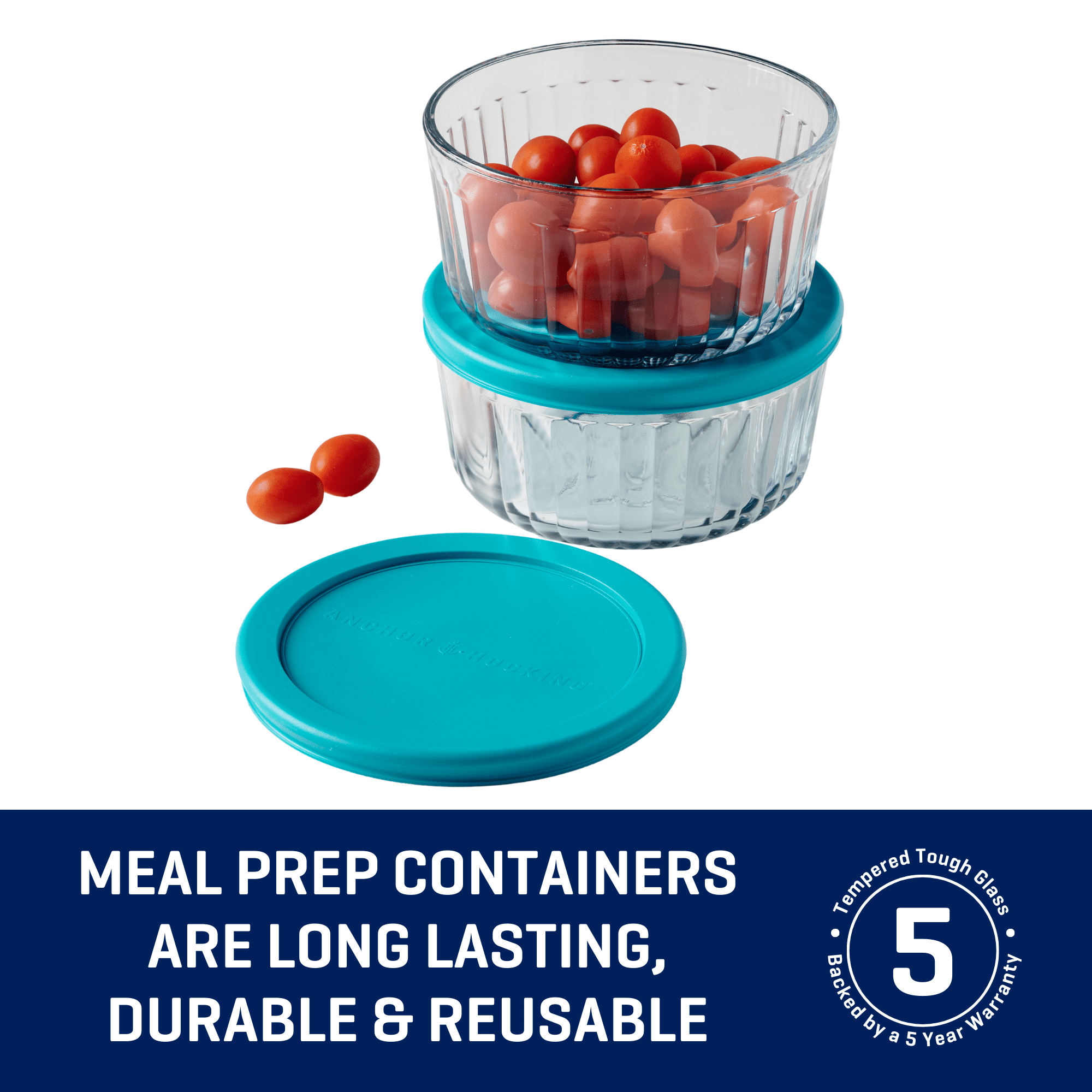 Fun Food Fidget Glass Food Storage Container with Lids, 4 Cup Round, Set of 2 - Deliciously Soft Cupcake Sensory Glob Detail