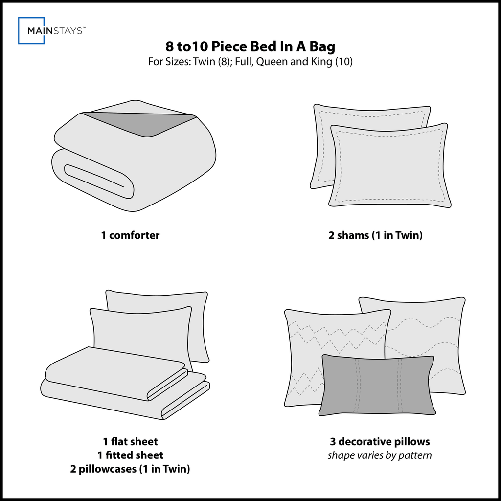 Hypoallergenic Cloud Reversible Marble Diamond 8-Piece Bed in a Bag Bedding Set, Twin/Twin XL - Cloud-Like Soft Lightweight Bed Comforter Detail