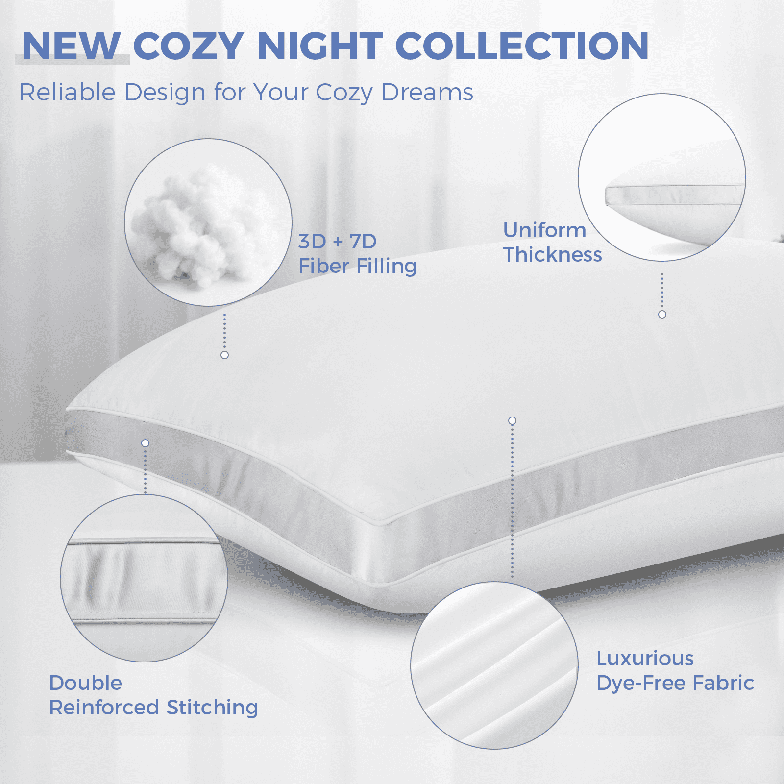 Fluffy Shredded Bed Pillows King Size Set of 2, Luxury Hotel Quality,Fluffy and Supportive Gusseted Bed Pillows for Side, Back, or St... - Orthopedic Shredded Foam Bed Pillow Set Detail