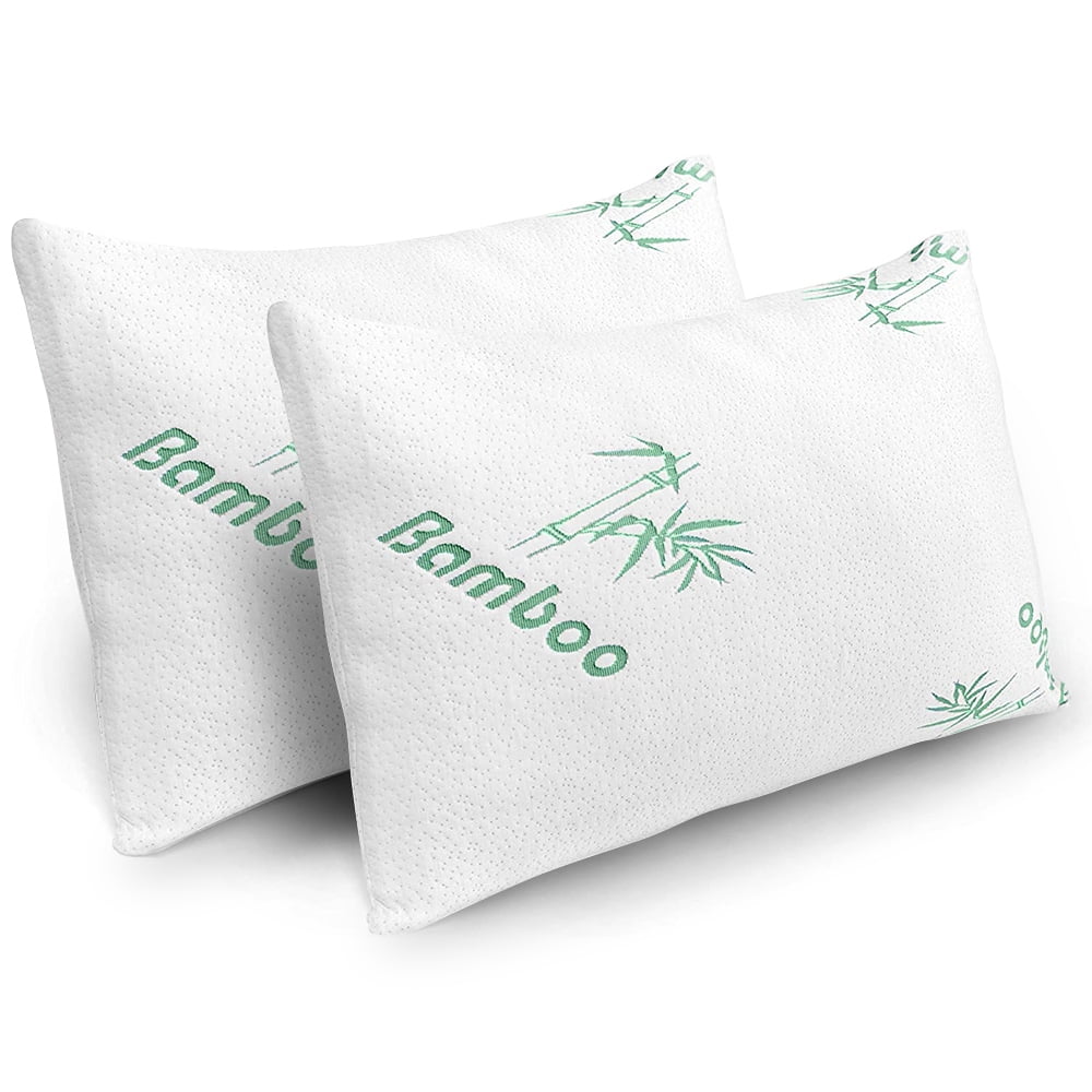 Fluffy Shredded Memory Foam Pillows Queen Size Set of 2 - Cooling Bed Pillows for Sleeping - Back, Stomach, Side Sleeper Soft, Comfy ... - Ergonomic Memory Foam Pillow for Neck Pain Support Detail