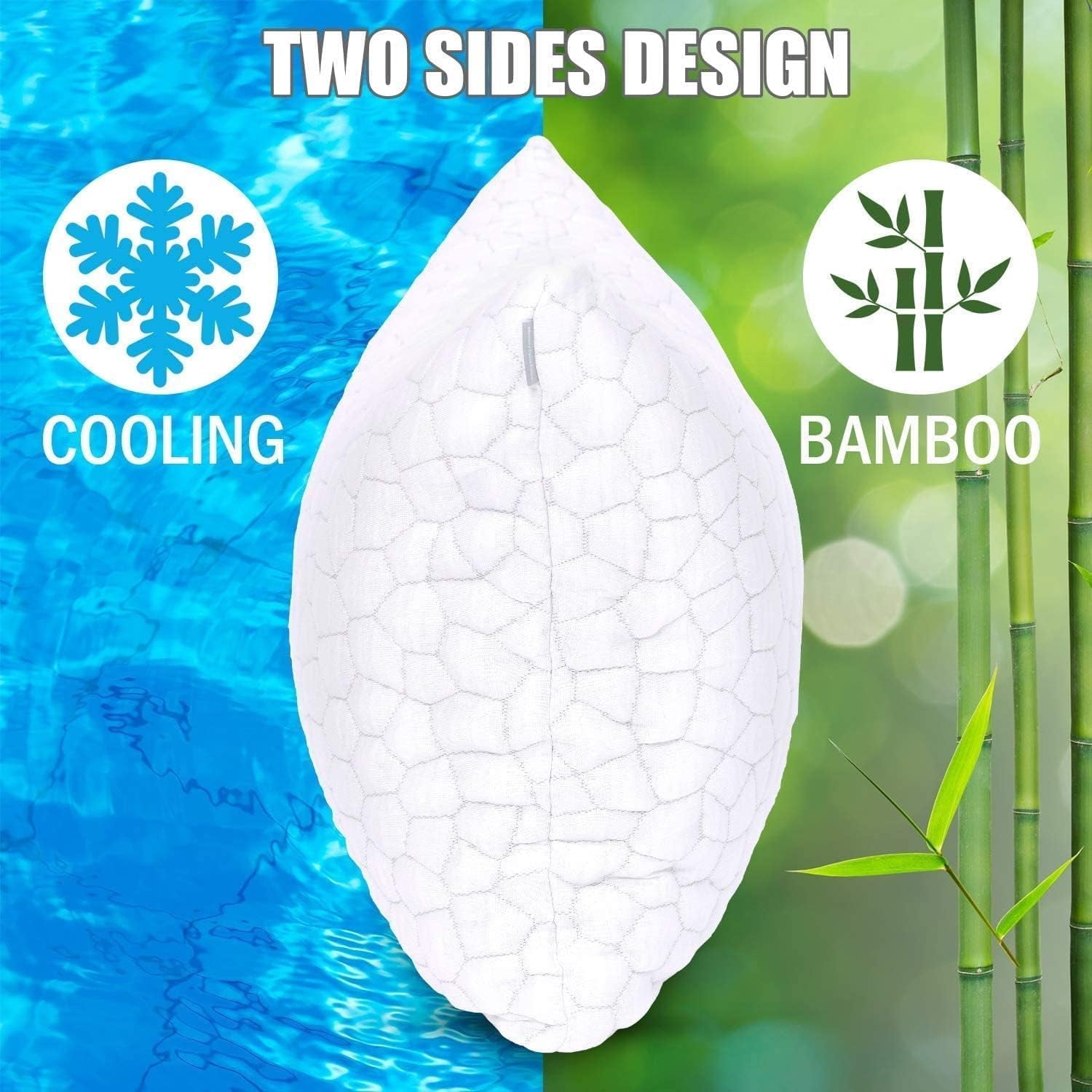 Ergonomic Memory Foam Shredded Memory Foam Pillows for Sleeping, Bed Pillows Queen Size Set of 2 Pack Adjustable for Side and Back Sleeper ... - Hotel Quality Plush Sleeping Pillows Detail