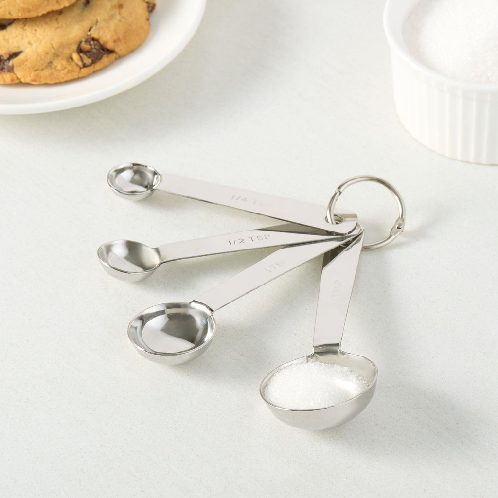 Ergonomic Manual Kitchen Stainless Steel 4-Piece Nesting Measuring Spoons Set, Stainless Steel Finish - Multi-Functional Manual Food Chopper & Slicer Detail