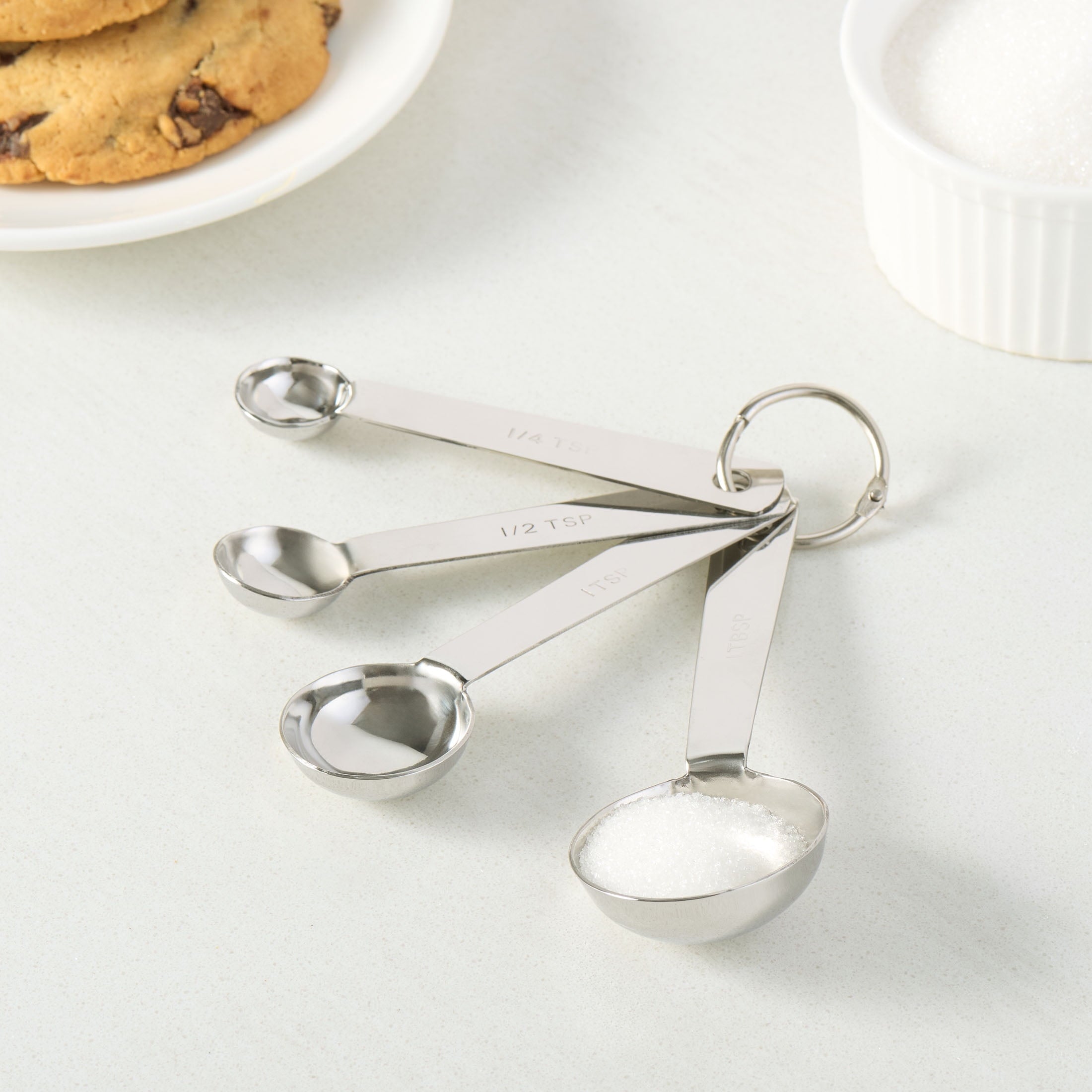 Ergonomic Manual Kitchen Stainless Steel 4-Piece Nesting Measuring Spoons Set, Stainless Steel Finish - Multi-Functional Manual Food Chopper & Slicer Detail
