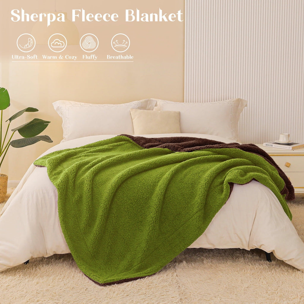 Super Soft Flannel Reversible Sherpa Fleece Throw Blanket for Couch, Soft Plush Blanket for Bed Sofa, Warm Fluffy Blankets for All Seaso... - Luxury Knitted Decorative Throw Blanket with Fringes Detail