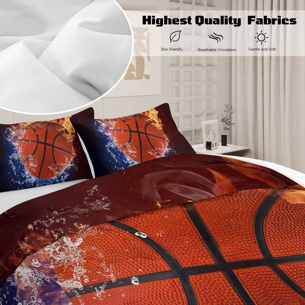 Heavyweight Warmth Twin Comforter Set, 3 Pieces Sport Bedding Set for Kids Boys Teens Brushed Microfiber Basketball Comforter Set, 66x90... - All-Season Down Alternative Comforter Insert Detail