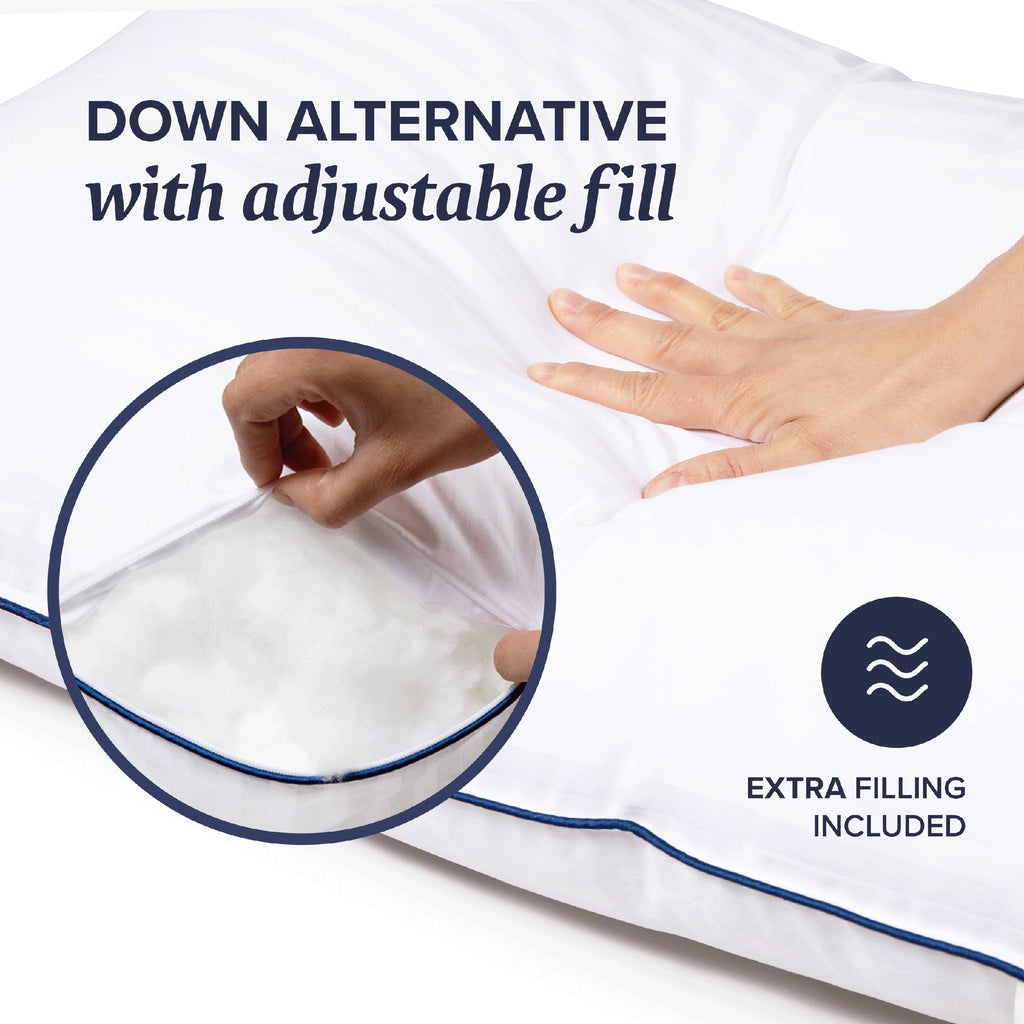 Orthopedic Support Customizable Down Alternative Queen Pillow 1 Pack, Adult - Ergonomic Memory Foam Pillow for Neck Pain Support Detail
