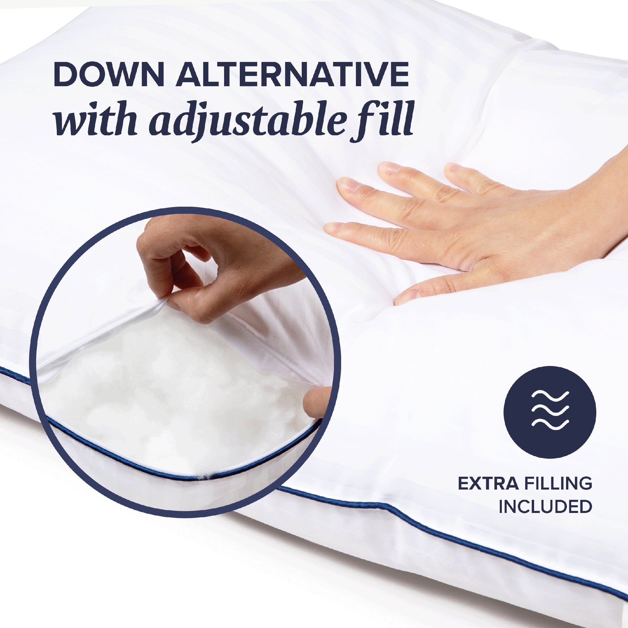 Orthopedic Support Customizable Down Alternative Queen Pillow 1 Pack, Adult - Ergonomic Memory Foam Pillow for Neck Pain Support Detail