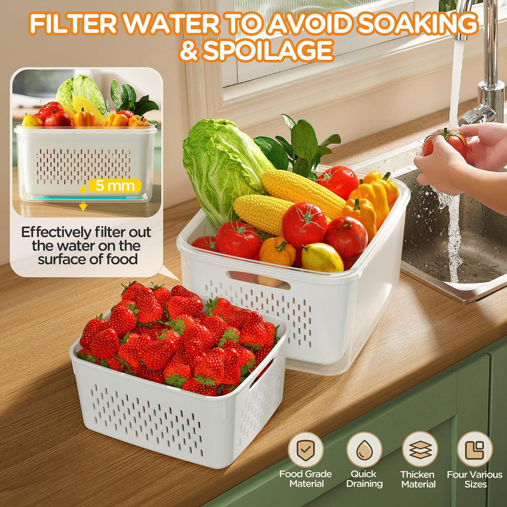Deliciously Squishy 5 Pack Fruit Storage Containers for Fridge with Removable Colanders and Lids, 5 in 1 Leakproof Fridge Organizer Bins ... - Deliciously Soft Cupcake Sensory Glob Detail