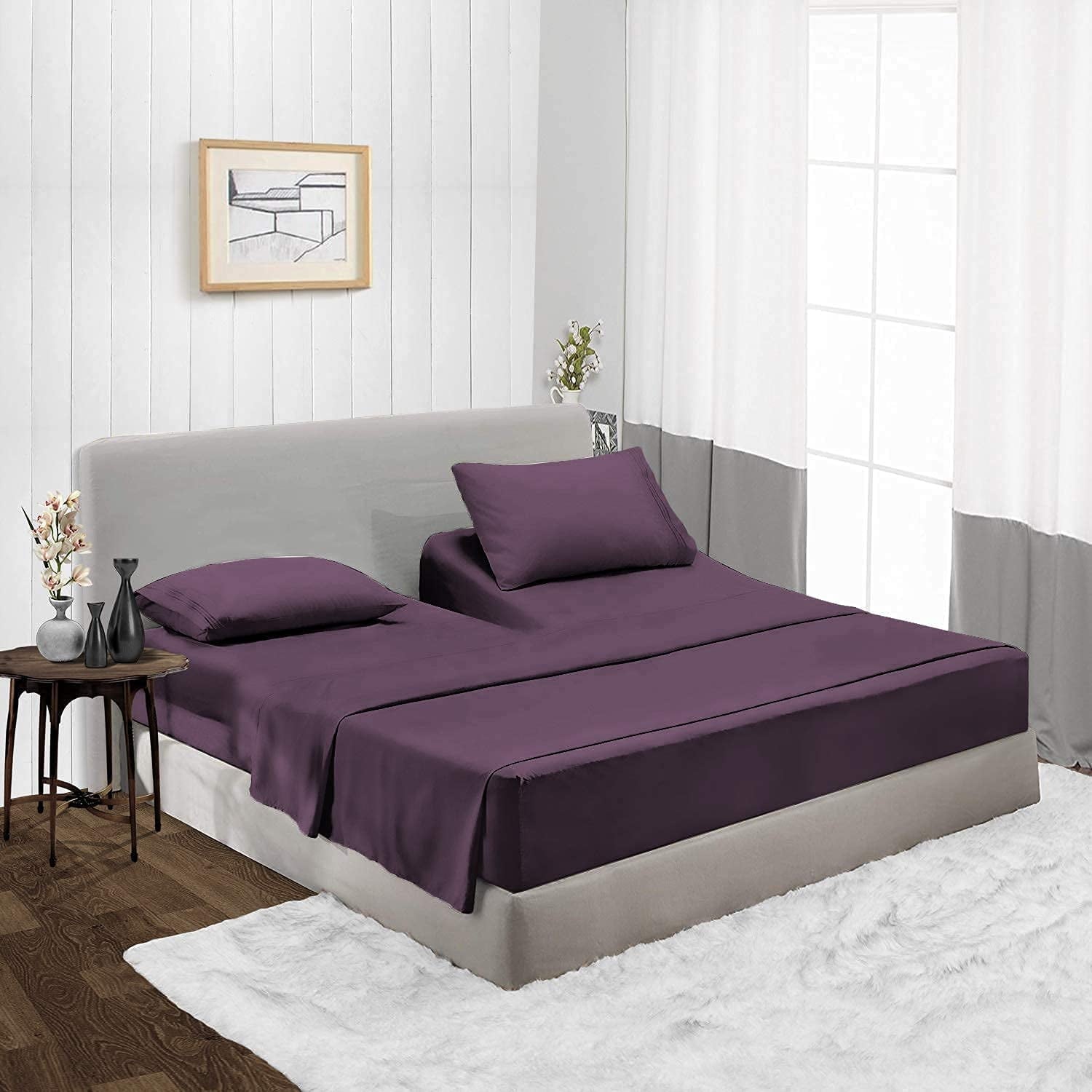 Wrinkle-Resistant Top Split-King: Adjustable King Bed Sheets - Bed Sheet Set - 100% Egyptian Cotton - 800 Thread Count - 15 Inch Deep P... - Premium Ultra-Soft Pillowcase Pair for Sleeping Detail