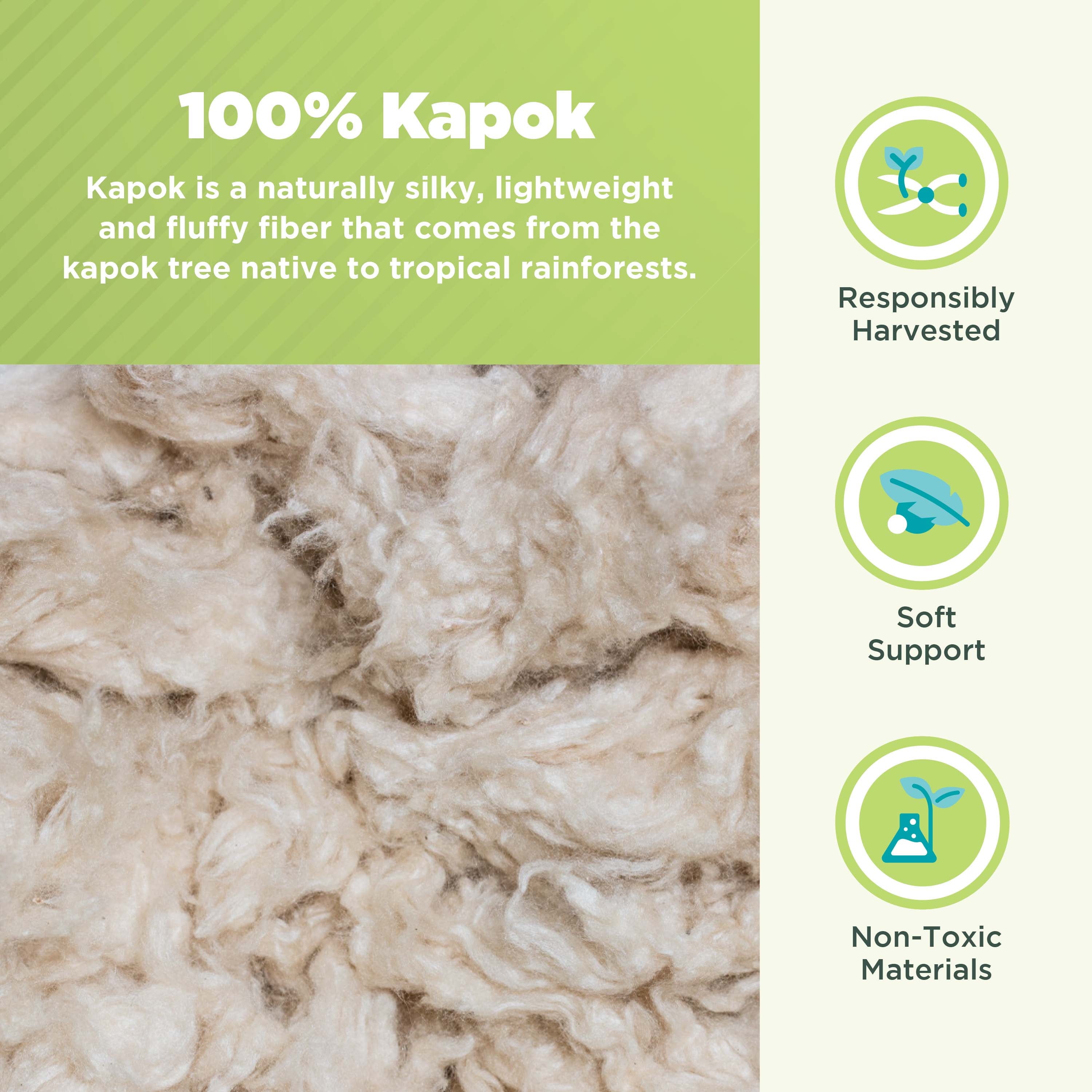 Orthopedic Support Kapok 20x26" Standard Bed Pillow – Organic Cotton Fabric Soft Sleeping Pillow - Made in USA - Hotel Quality Plush Sleeping Pillows Detail