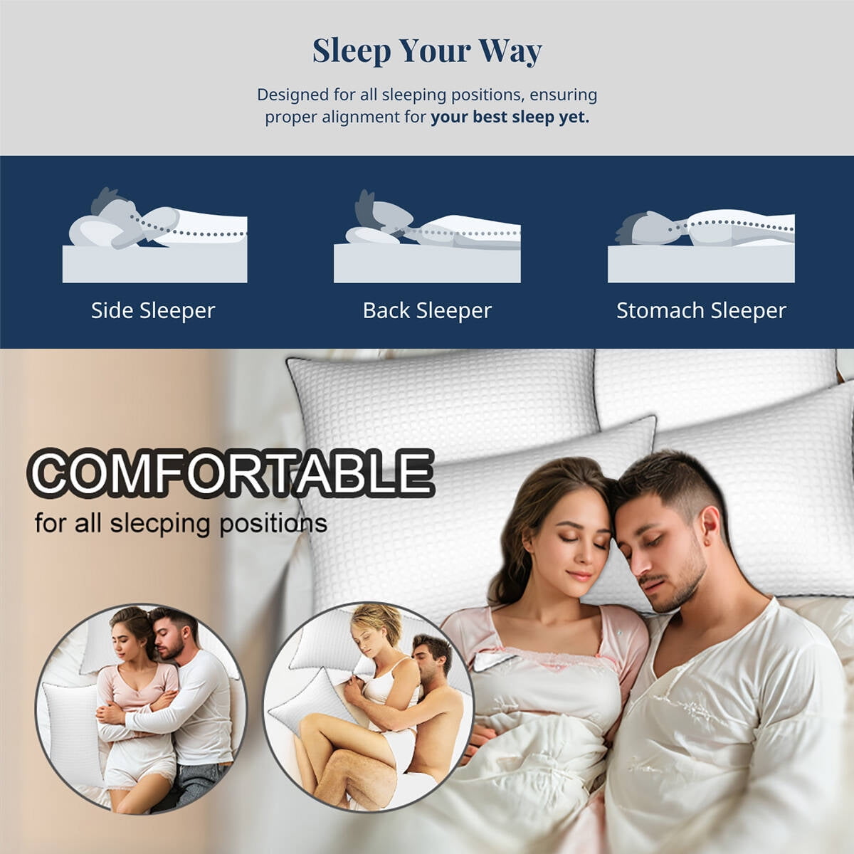 Hotel Collection Pillows King Size Set of 2, Hotel Quality, Down Alternative Gusseted Bed Pillows for Side, Back, or Stomach Sleepers,... - Orthopedic Shredded Foam Bed Pillow Set Detail