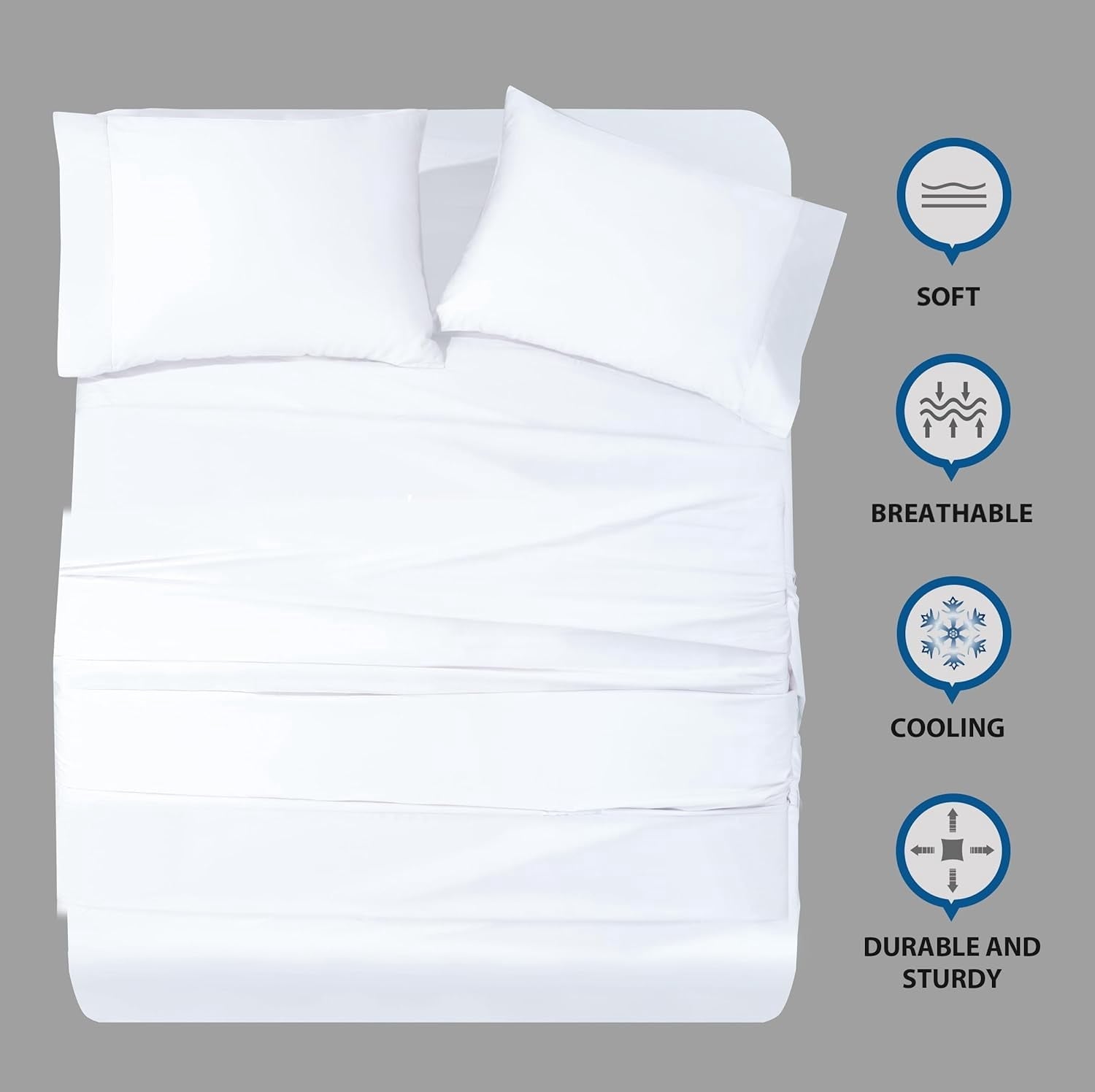 Wrinkle-Resistant Bed Sheets Set 4 Pieces, 600 TC 100% Egyptian Cotton Bed Sheets, Breathable, Soft & Silky Sateen Weave Fits Mattress ... - Luxury Bed Sheet Set with Deep Pockets Detail