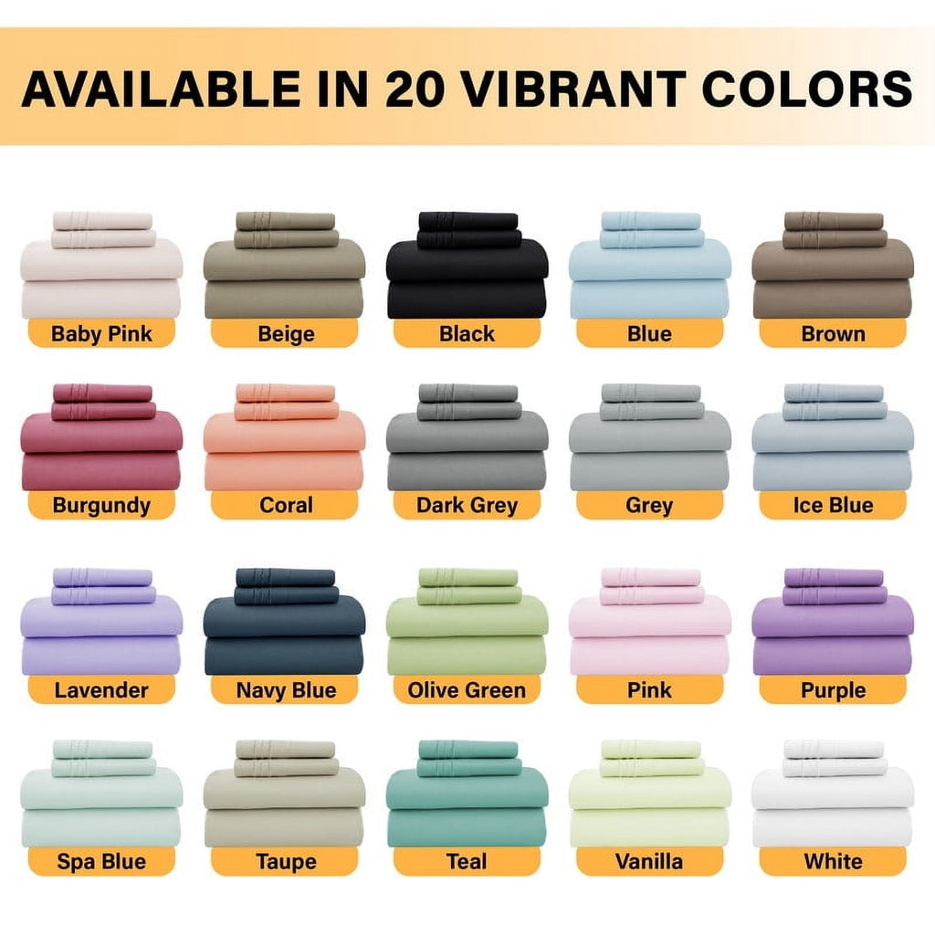 Premium Egyptian Cotton Size Sheet Set, 4-Piece Plain Soft Microfiber – Deep Pocket Bed Sheets, Includes 1 Fitted Sheet, 1 Flat Sheet, 2 Pill... - Premium Ultra-Soft Pillowcase Pair for Sleeping Detail