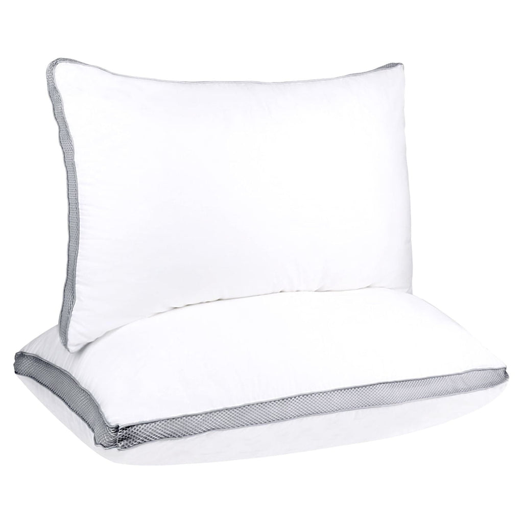 Decorative Plump 2 Pack Cotton Down Alternative Pillows,Queen Size Bed Pillows Gusseted Hypoallergenic - Ergonomic Memory Foam Pillow for Neck Pain Support Detail