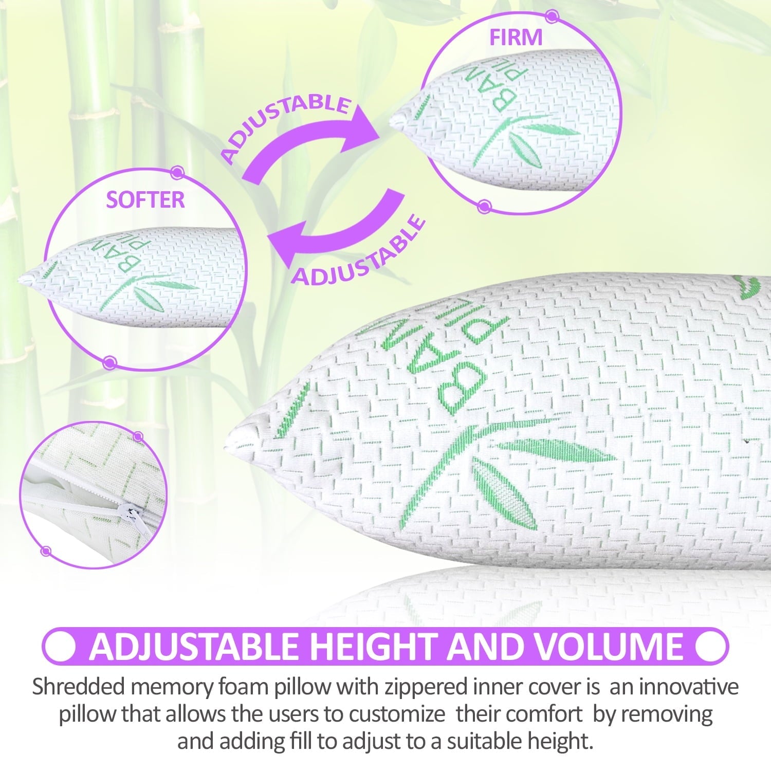Hotel Collection King Size Pillow, Memory Foam Bed Pillows with Washable Pillowcases, King - Ergonomic Memory Foam Pillow for Neck Pain Support Detail