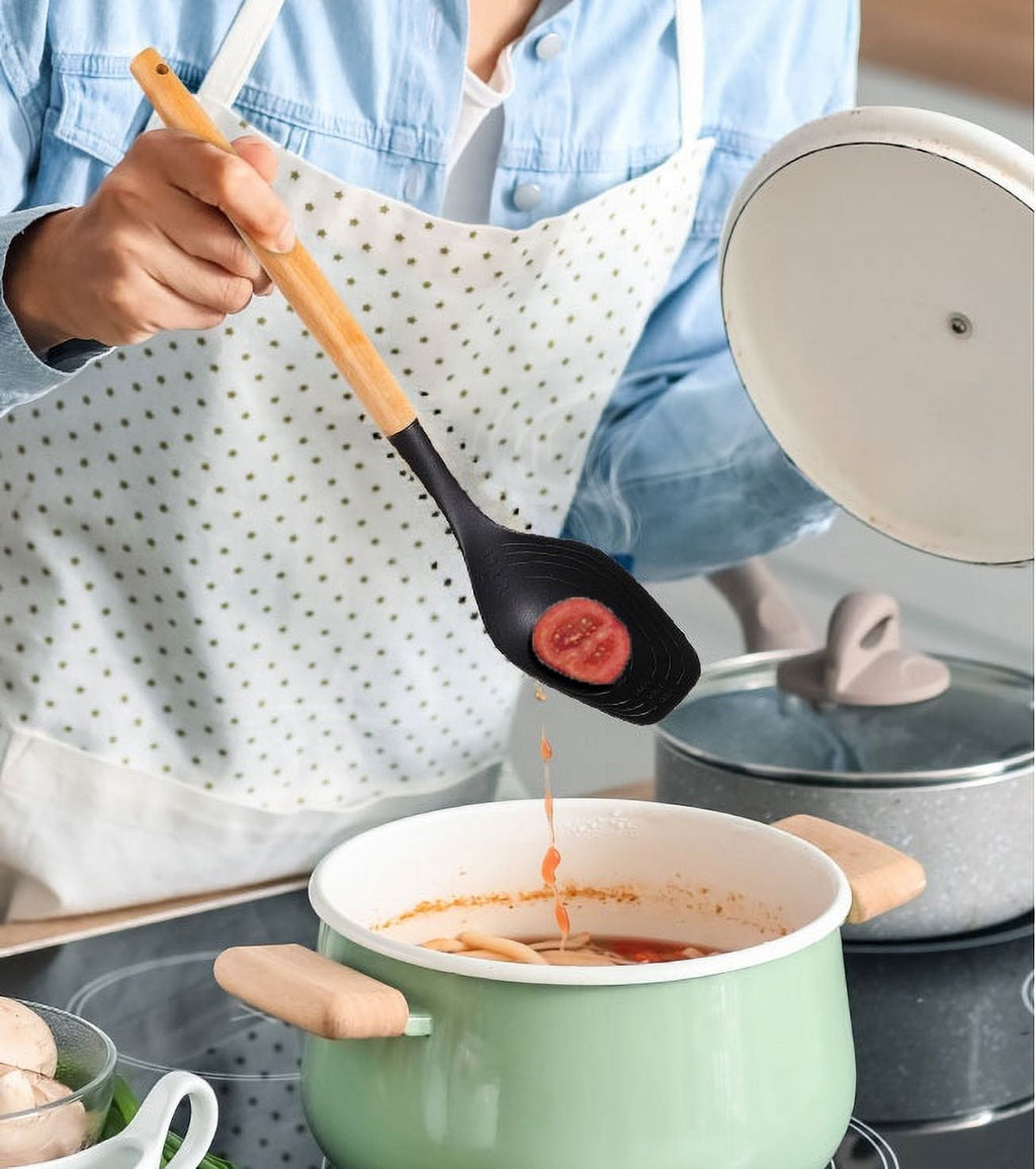 Durable Steel with Bamboo Handle, Ideal for Cooking , 13in L - High-Precision Culinary Tool for Baking & Cooking Detail