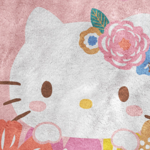 Decorative Knitted Floral Grace 46 x 60 Coral Fleece Kids Throw Blanket - Soft Bedding Accessories - Super Soft Reversible Sherpa Flannel Blanket Detail