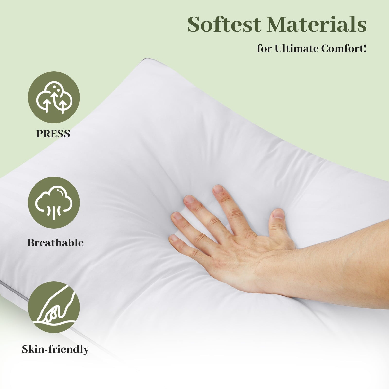 Decorative Plump Pillows Standard Size Set of 2, Hotel Quality, Down Alternative Gusseted Bed Pillows for Side, Back, And Stomach Slee... - Hotel Quality Plush Sleeping Pillows Detail