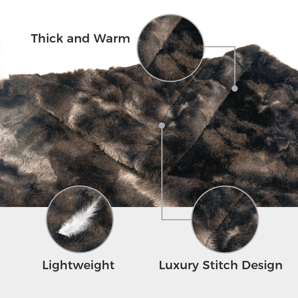 Cozy Fleece Faux Rabbit Fur Throw Blanket- 50x60 inches, Soft Fluffy Cozy Warm Fuzzy Machine Washable, Durable Blanket for Couch ... - Lightweight Plush Warm Blanket for All Seasons Detail