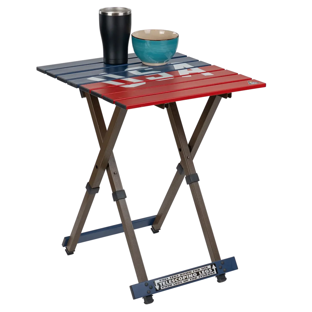 Portable Staging Compact Camp Table 20 - USA Anniversary Deluxe - Choice 757 - Multi-Functional Heavy-Duty Grilling Table Counter Detail