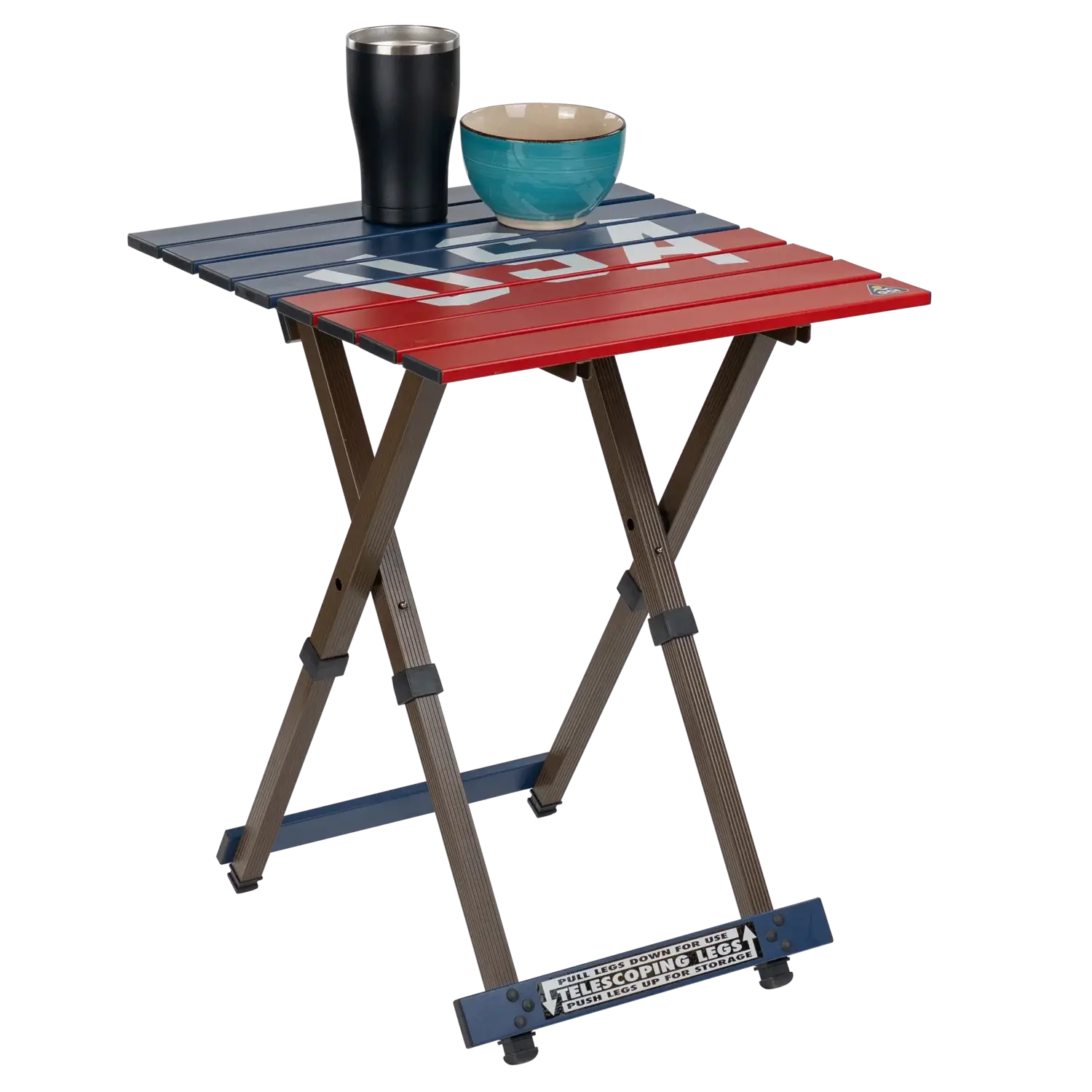 Portable Staging Compact Camp Table 20 - USA Anniversary Deluxe - Choice 757 - Multi-Functional Heavy-Duty Grilling Table Counter Detail