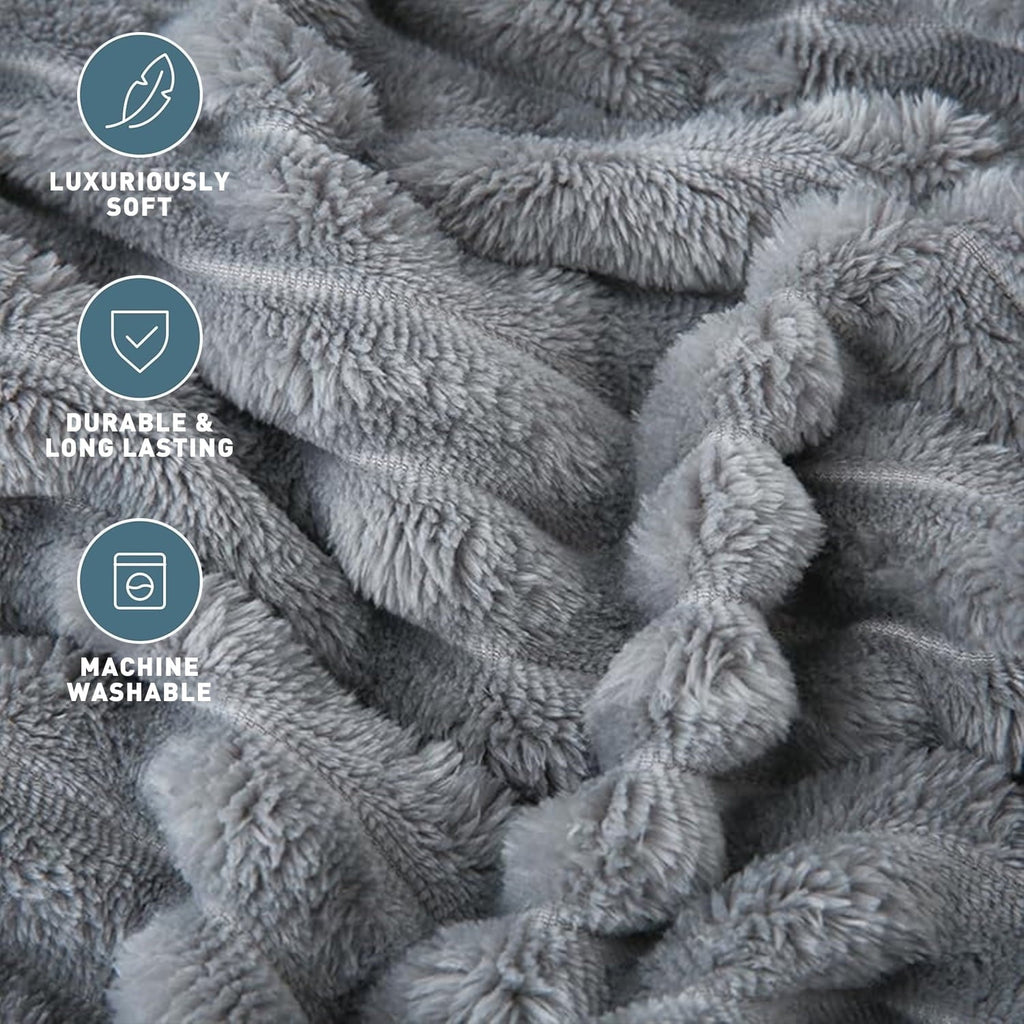 Super Soft Flannel for Couch,Sofa,Bed, Super Soft Striped Gray Bed for Office Picnic Travel Bedroom, Warm Cozy Lightweight Home Decor fo... - Luxury Knitted Decorative Throw Blanket with Fringes Detail