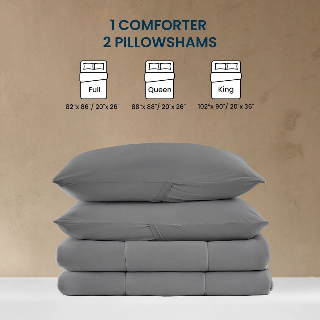 Heavyweight Warmth 3 Pieces Jersey Knit Bedding Sets with 1 Comforter and 2 Pillow Shams, Soft and Breathable Comforter Set with Women, ... - Cloud-Like Soft Lightweight Bed Comforter Detail