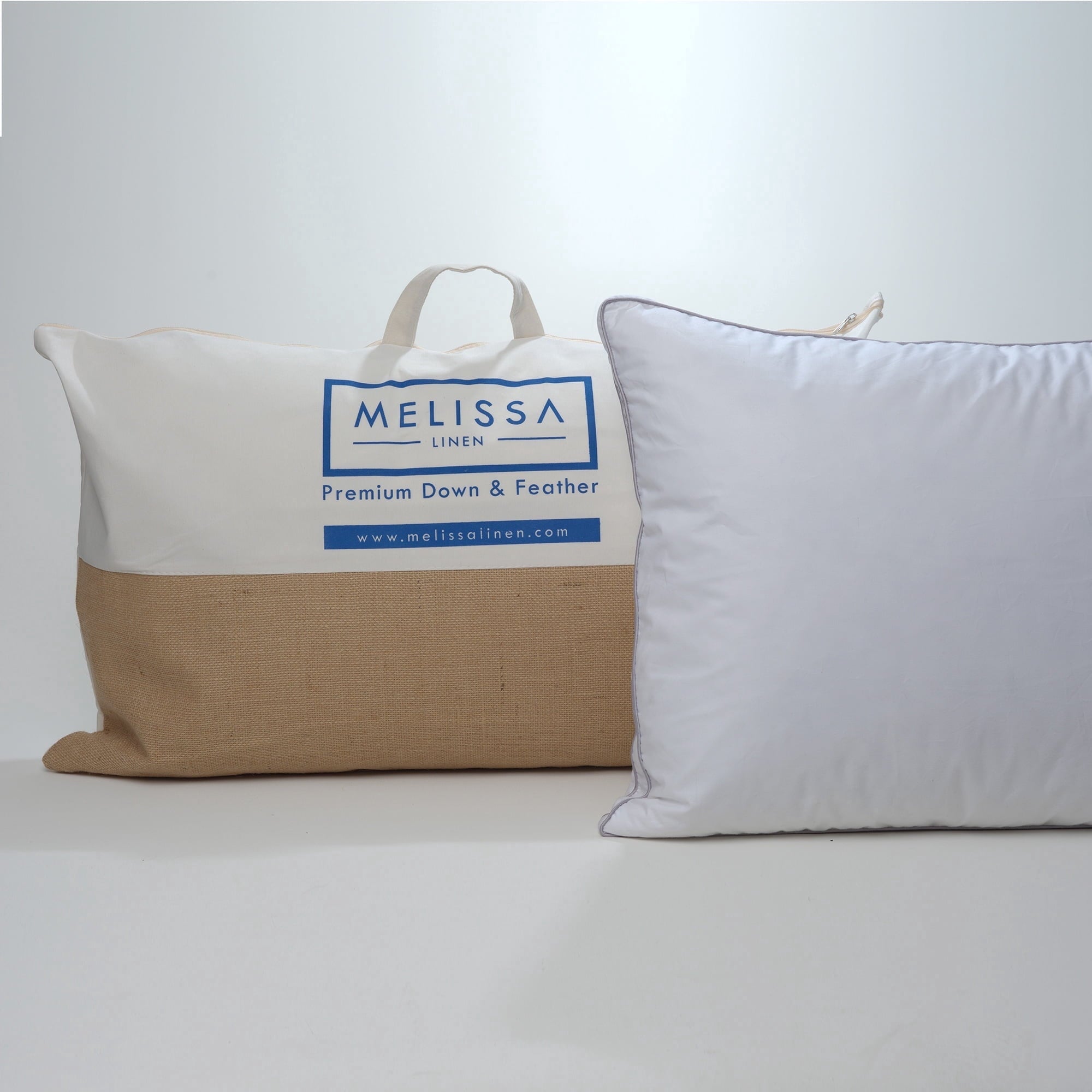 Fluffy Shredded Linen Premium Goose Down Feather Pillow for Bed, Soft & Supportive, Standard Size, White - Decorative Throw Pillow Cushion for Sofa & Bed Detail